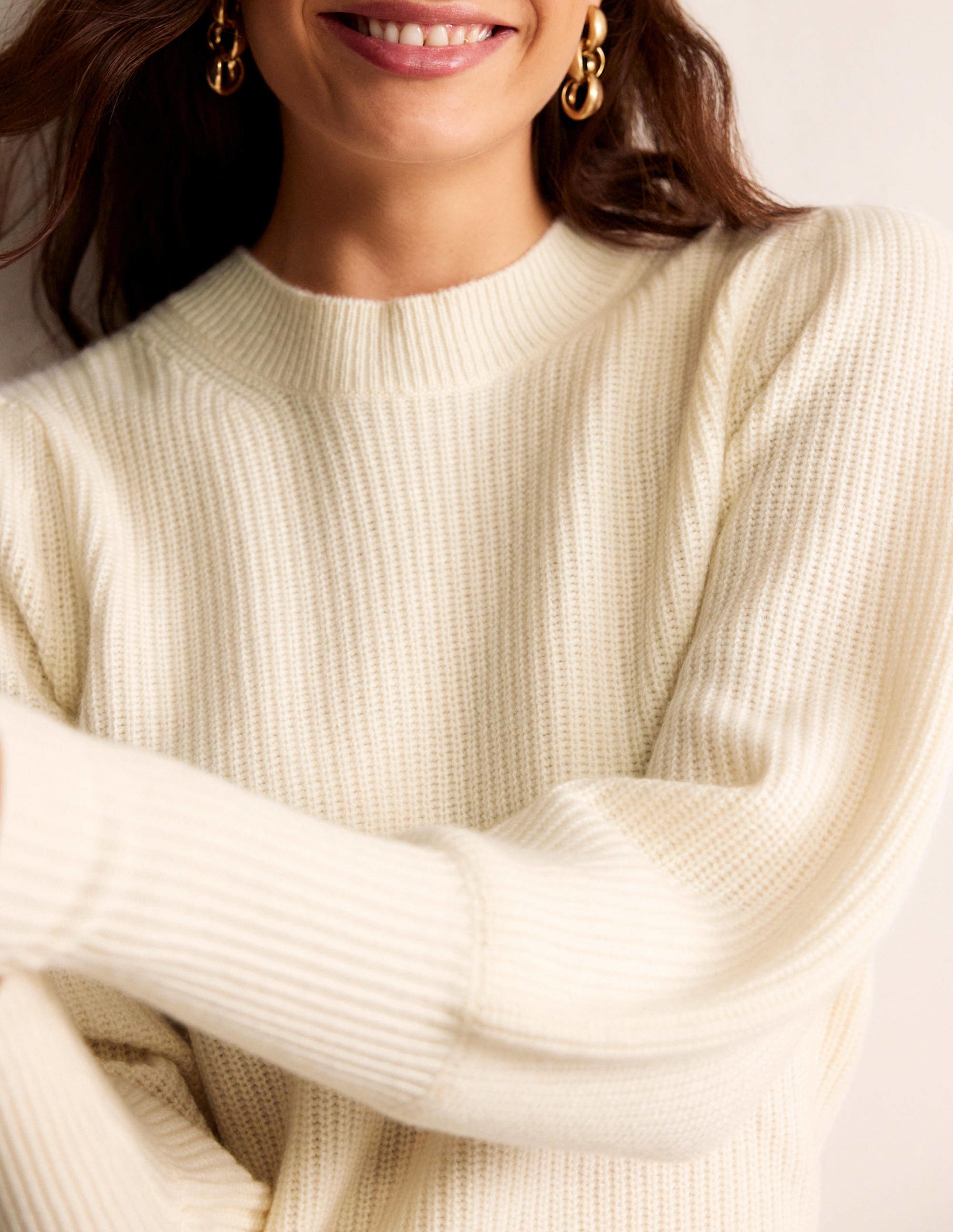 Kaschmirpullover mit Schlüssellochausschnitt-Warmes Naturweiß - Image 2