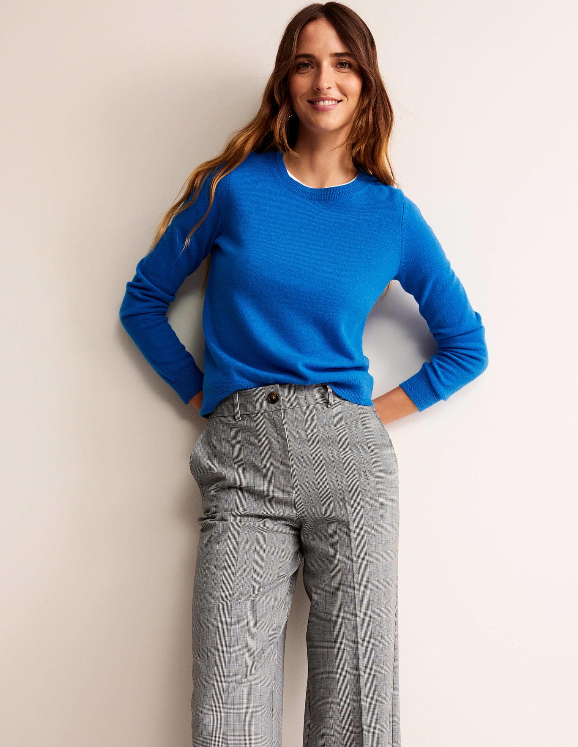 Eva Kaschmirpullover mit Rundhalsausschnitt-Cyanblau-4