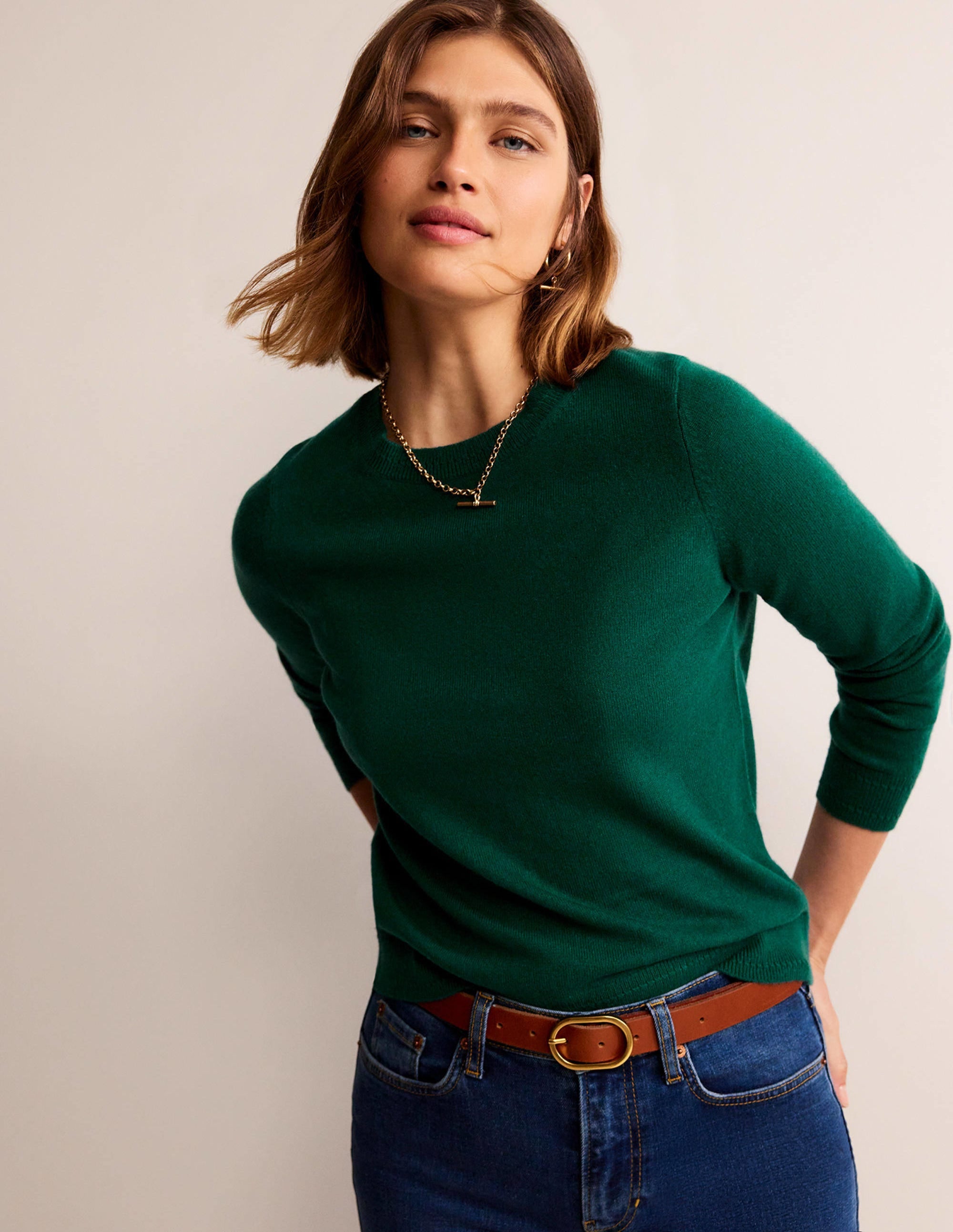 Eva Kaschmirpullover mit Rundhalsausschnitt-Dunkles Waldgrün - Image 4
