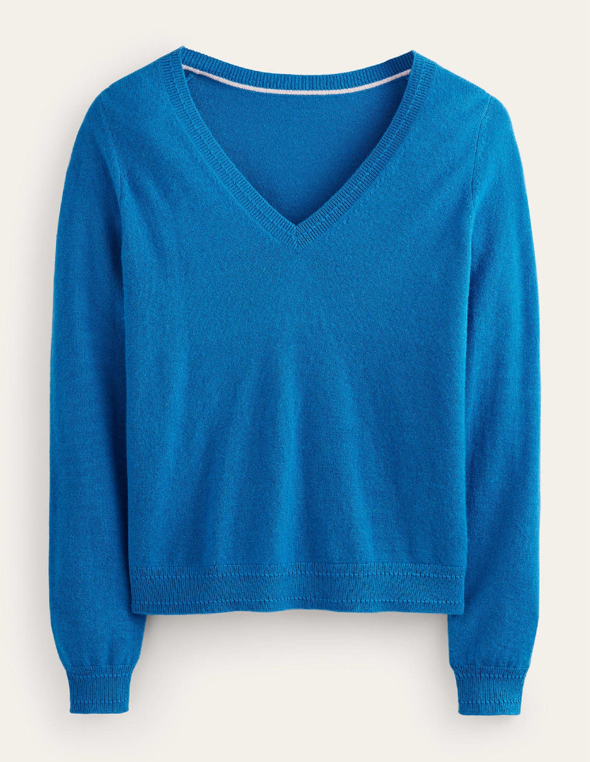 Pull Eva col V en cachemire-Cyan-5