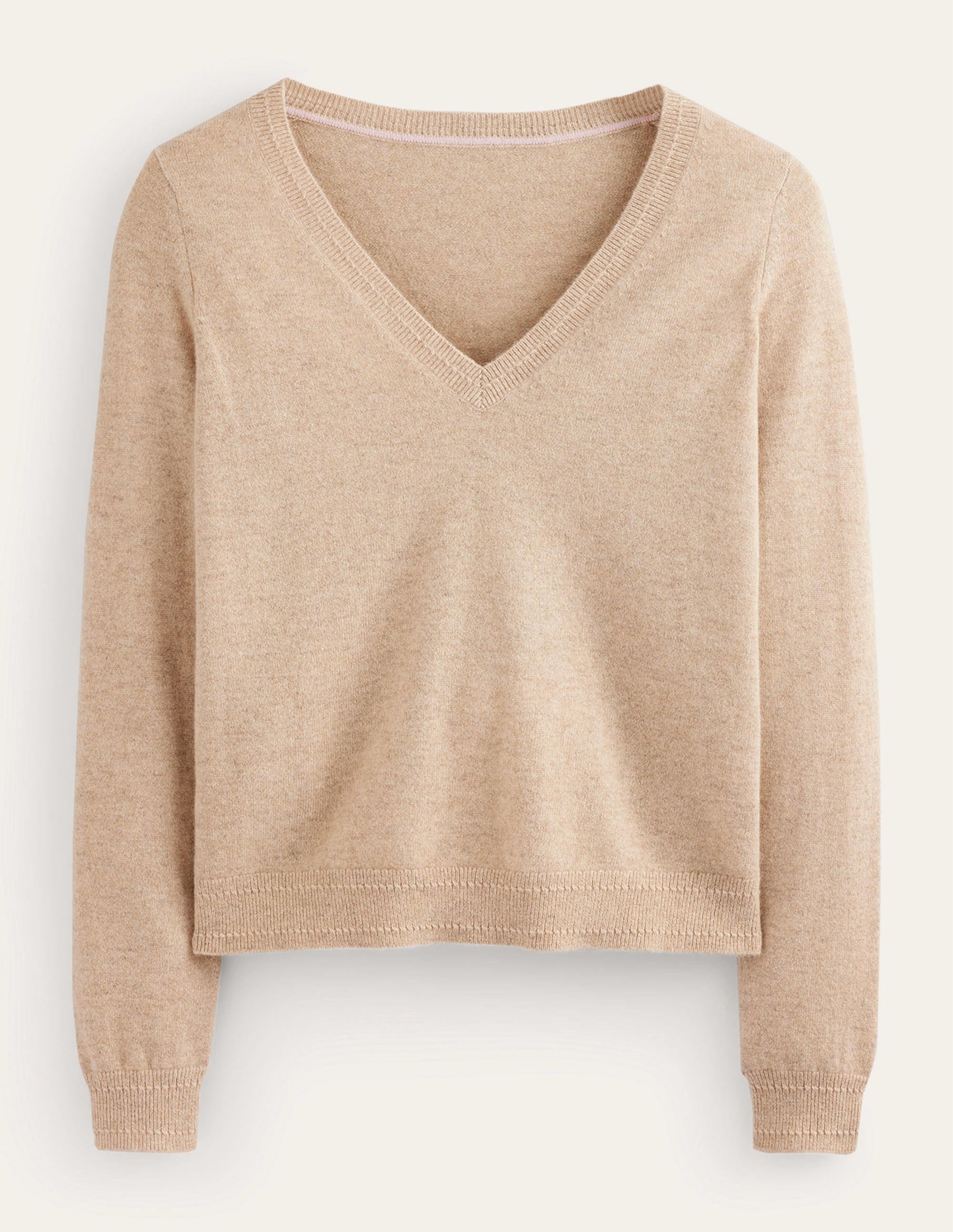 Eva Kaschmirpullover mit V-Ausschnitt-Graubraun Meliert - Image 6