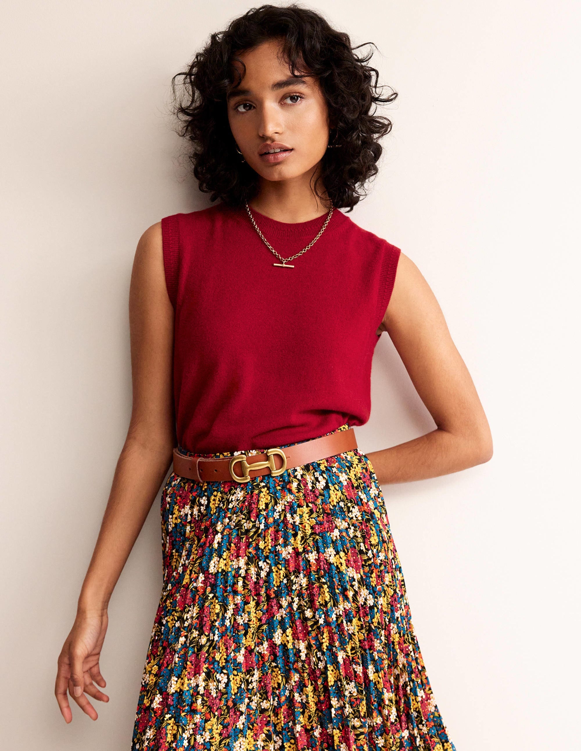 Eva Cashmere Tank-Salsa - Image 4