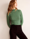 Figurbetonter Pullover mit Karos-Marineblau, Strahlendes Grün