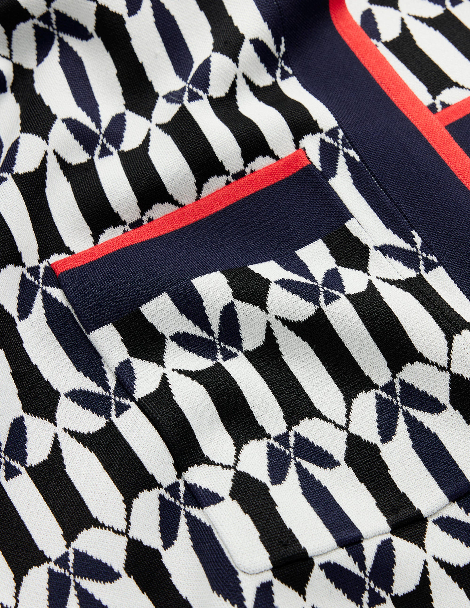 Gilet en jacquard-Noir et ivoire, motif géométrique - Image 7