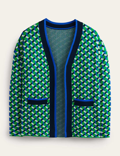 Jacquard-Strickjacke-Hellgrün, Geo Daze