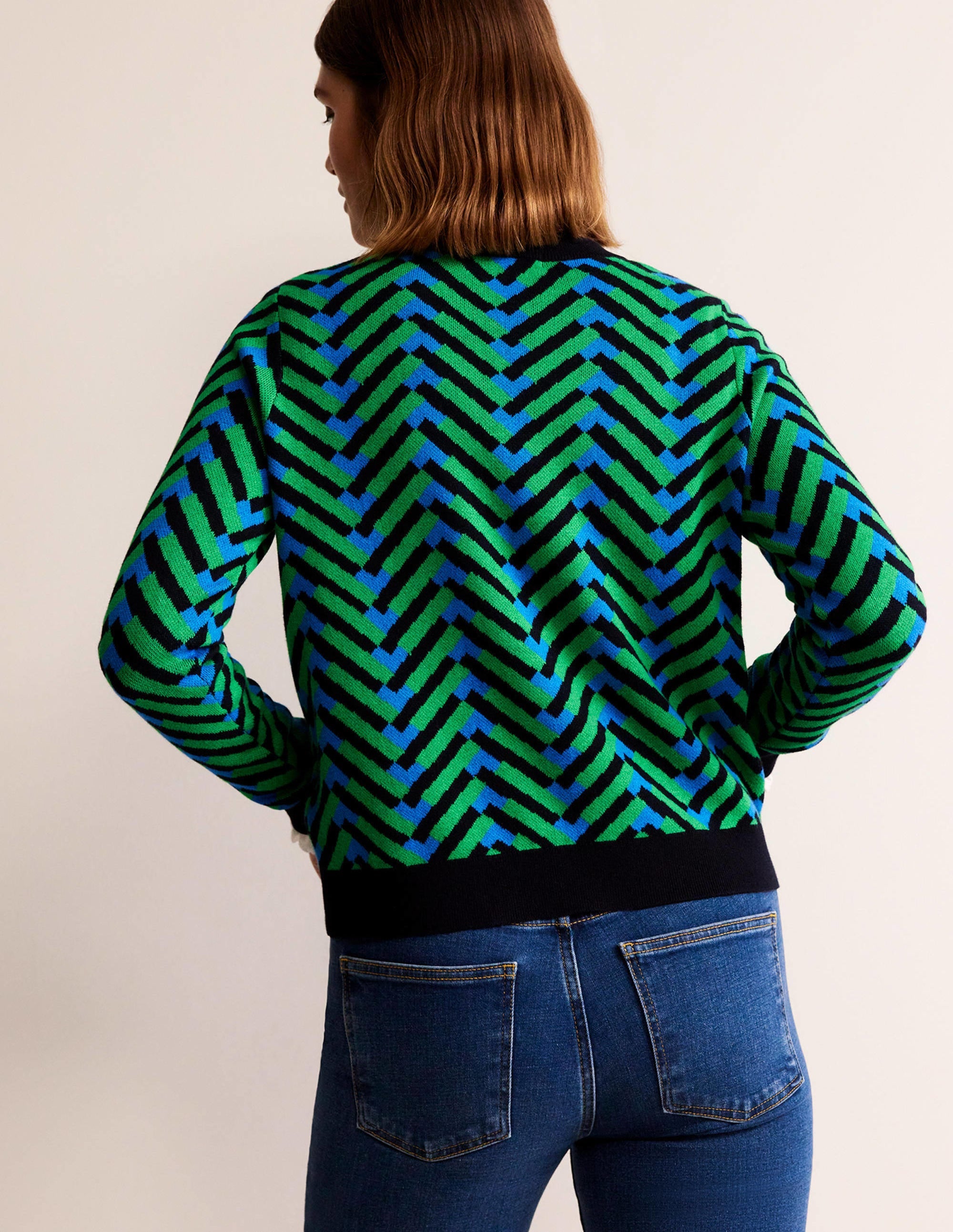 Jacquard-Pullover-Pigmentgrün, Chevron Geo - Image 3