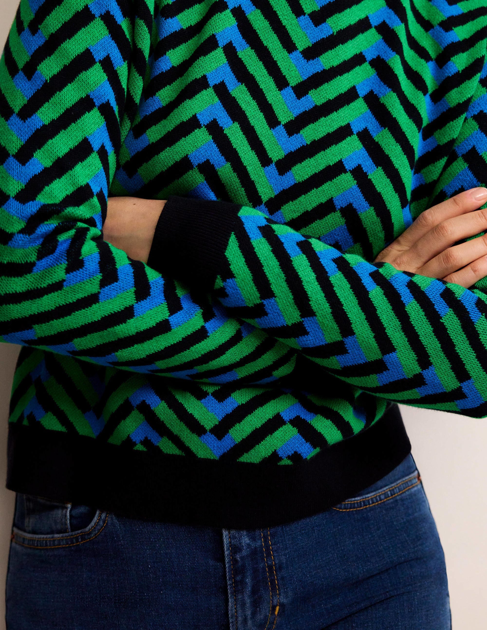 Jacquard-Pullover-Pigmentgrün, Chevron Geo - Image 5