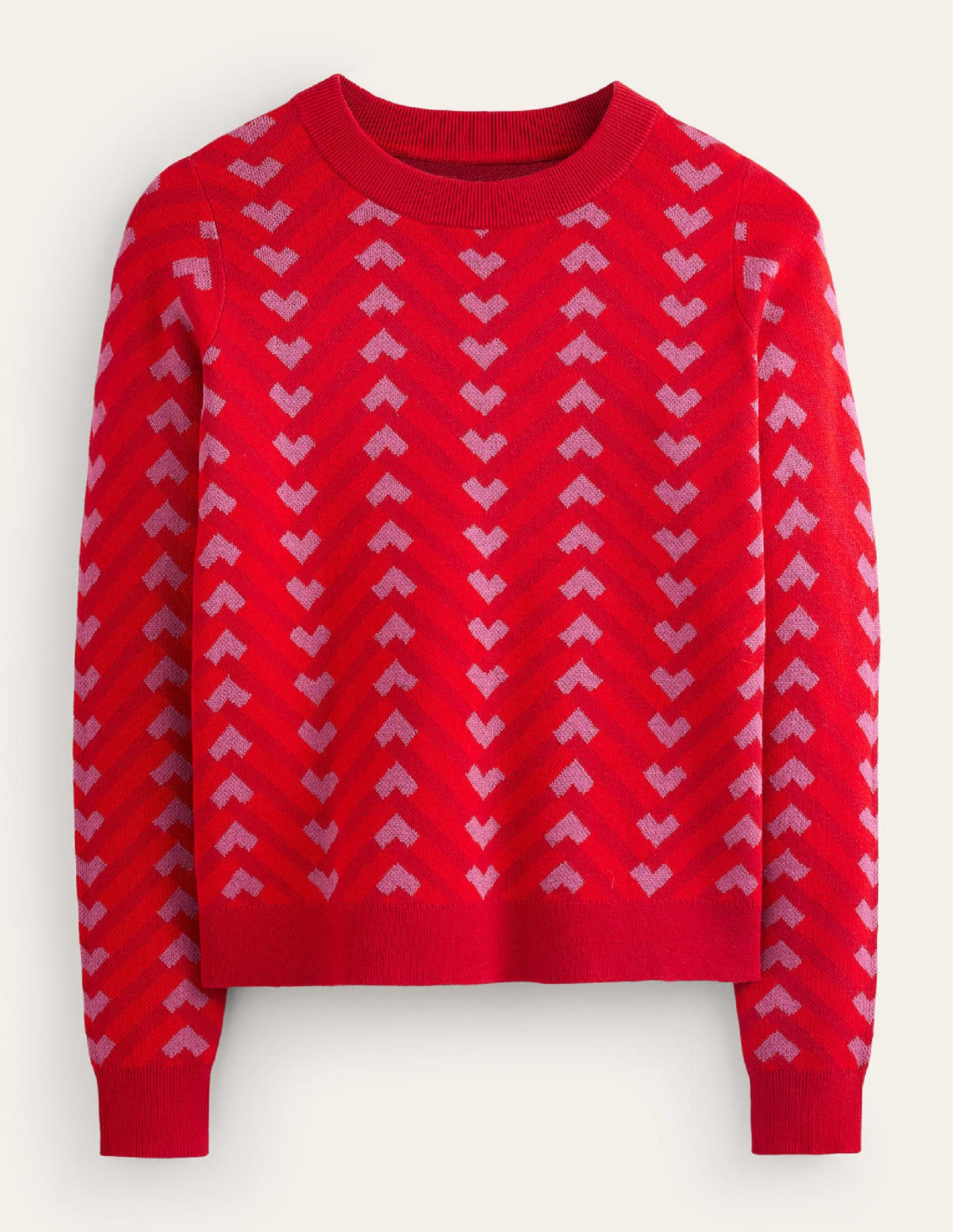 Jacquard-Pullover-Cranberry-Rot, Chevron geo - Image 6