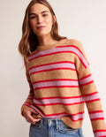 Rosemary Lockerer, flauschiger Pullover-Kamelbraun Meliert, Erdbeer-Sorbet