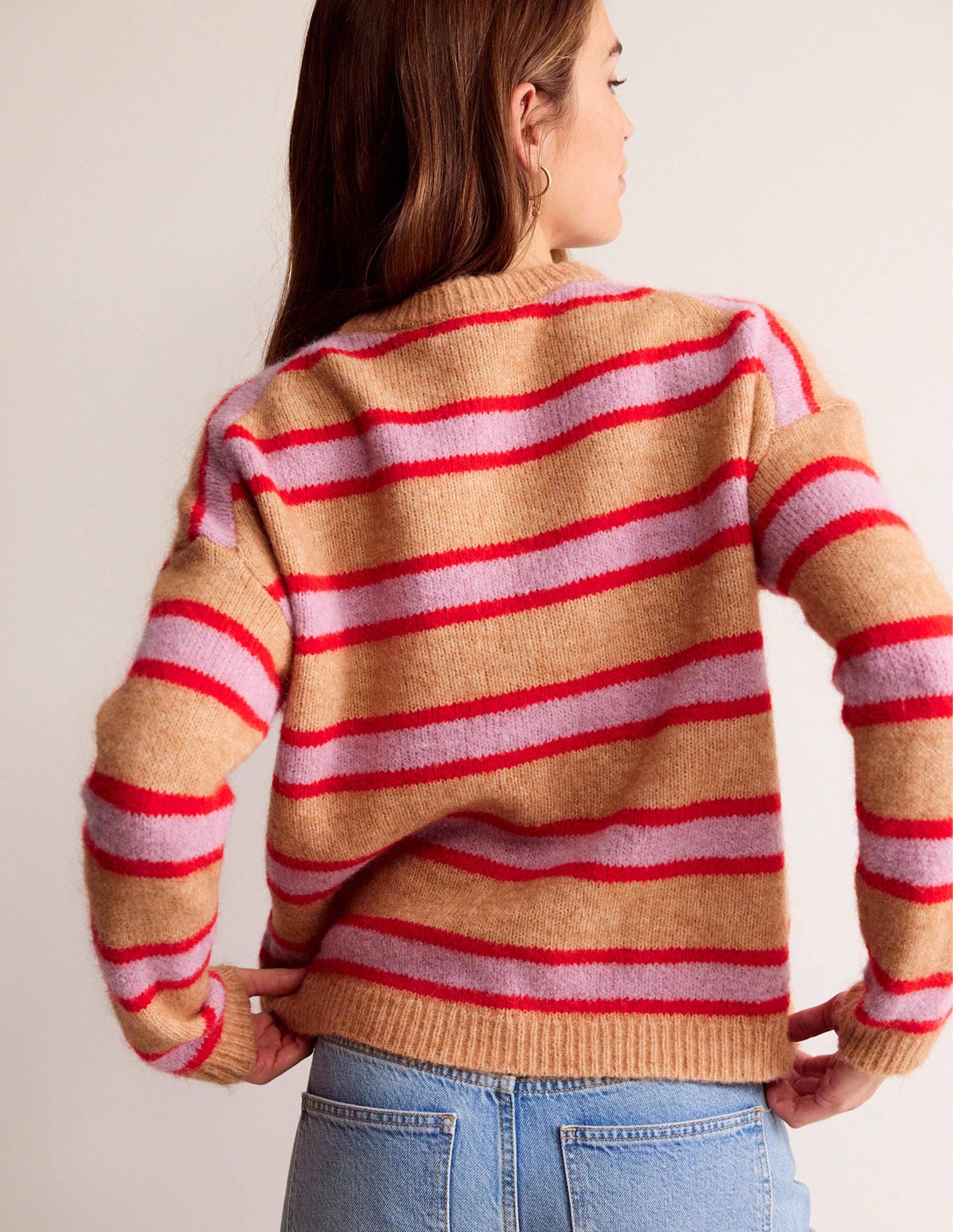 Rosemary Lockerer, flauschiger Pullover-Kamelbraun Meliert, Erdbeer-Sorbet - Image 3
