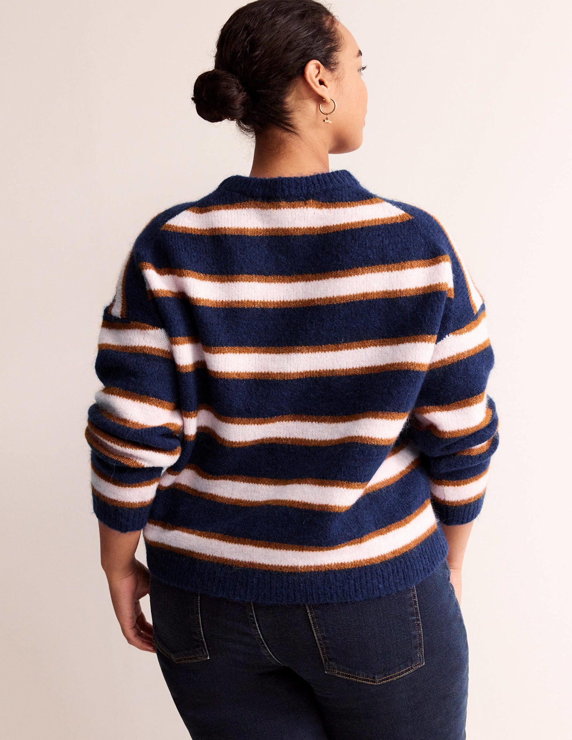 Rosemary Lockerer, flauschiger Pullover-Französisches Marineblau und Kürbis-8