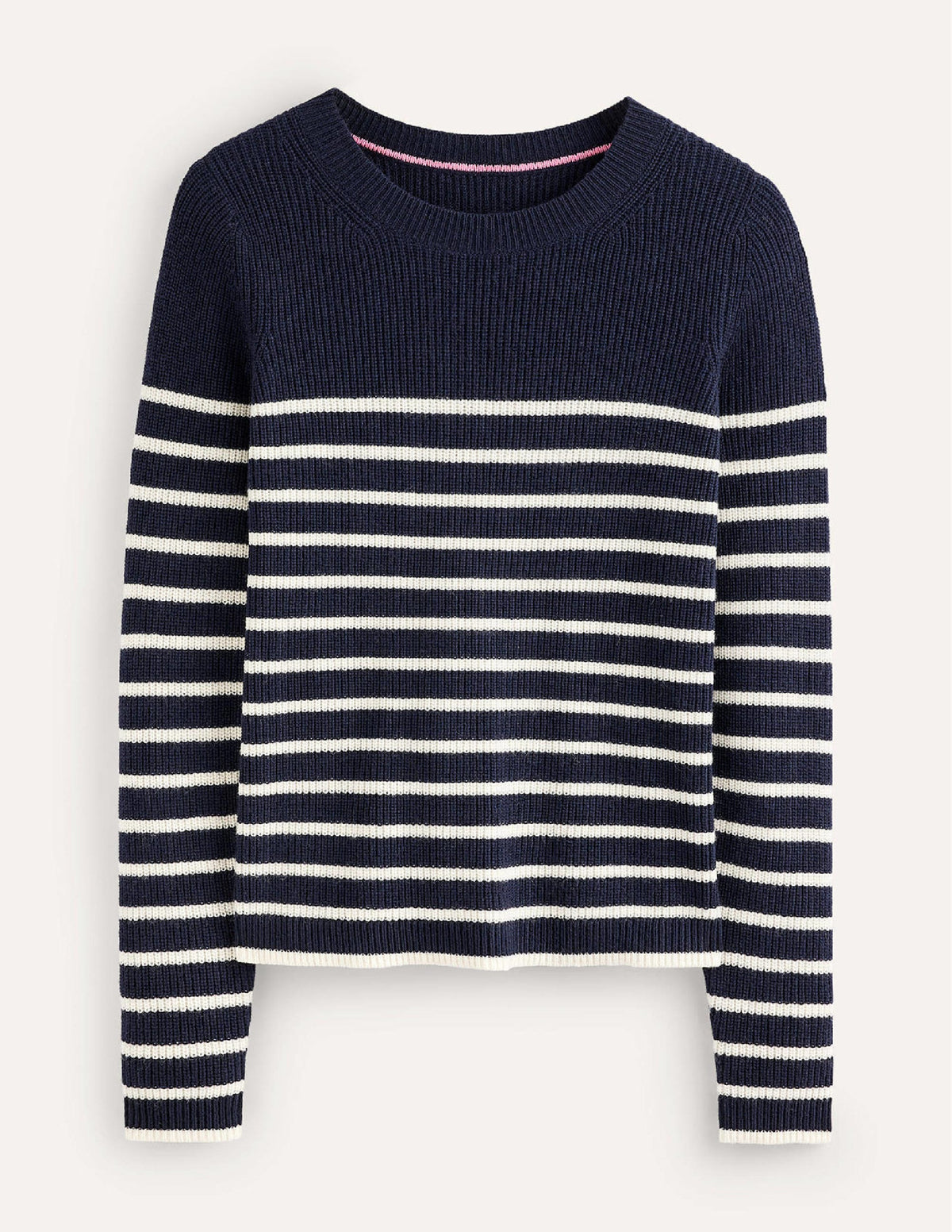 Francesca Streifenpullover-Marineblau und Naturweiß Gestreift - Image 6