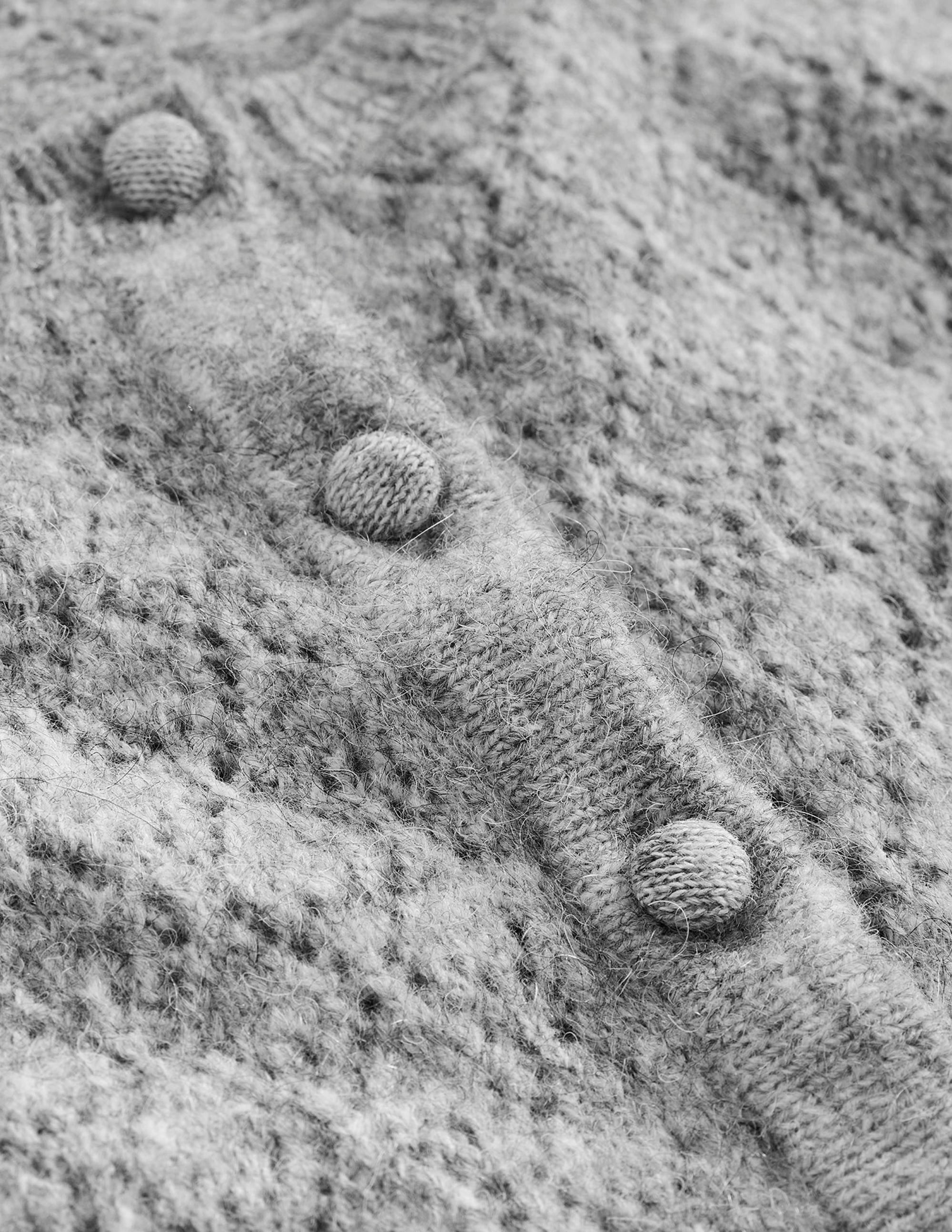 Pull duveteux en pointelle à col tunisien-Gris chiné - Image 6