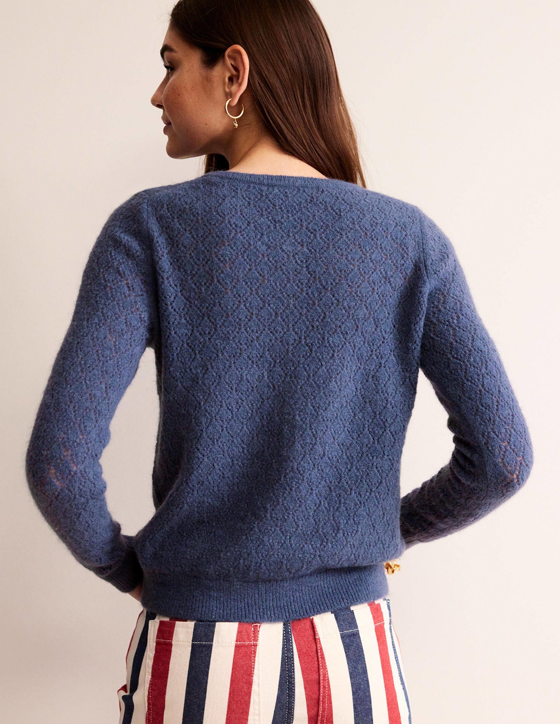 Flauschiger Henley-Pointelle-Pullover-Nachtschattenblau-3