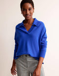 Pull col tunisien en cachemire-Cobalt