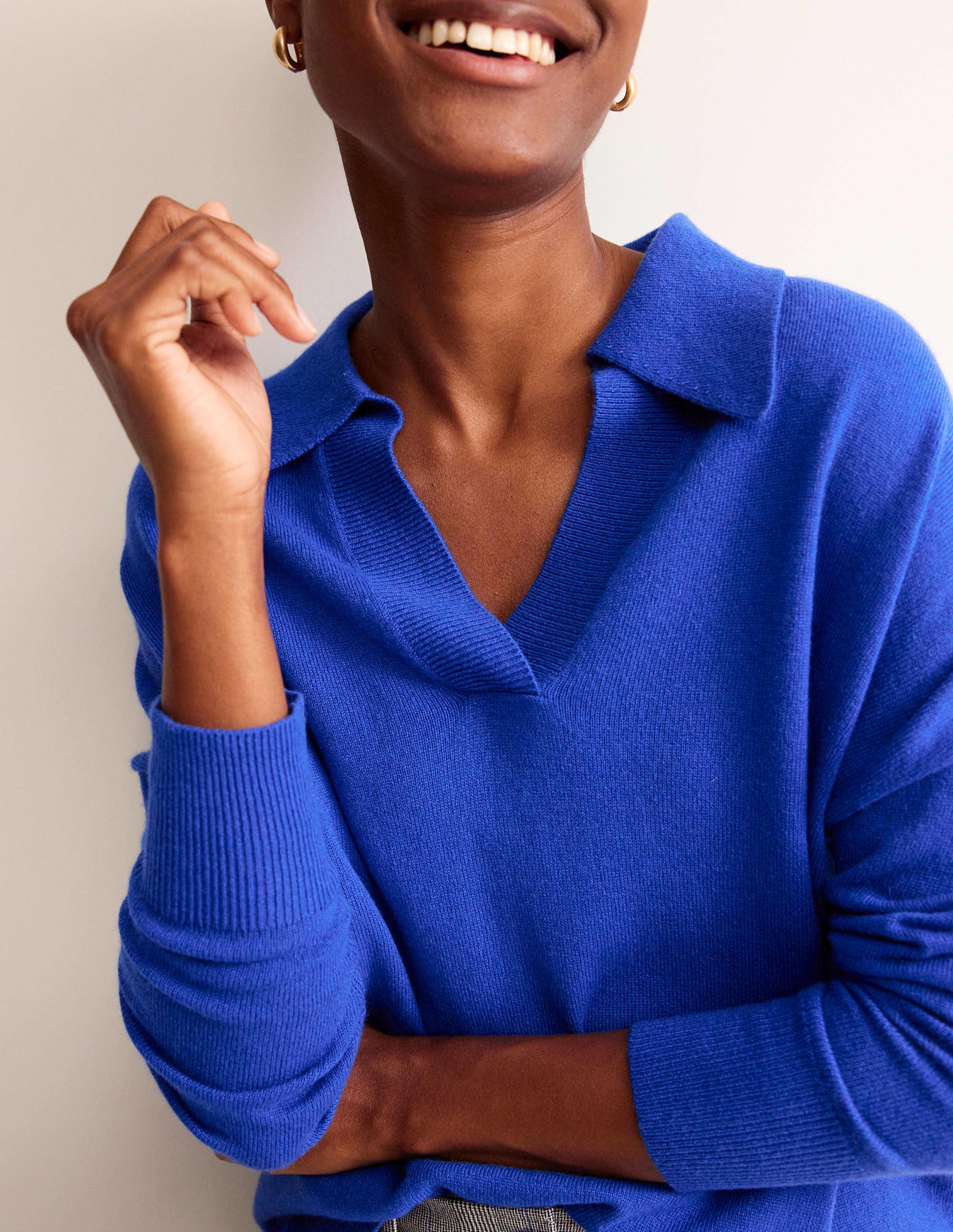 Pull col tunisien en cachemire-Cobalt - Image 2
