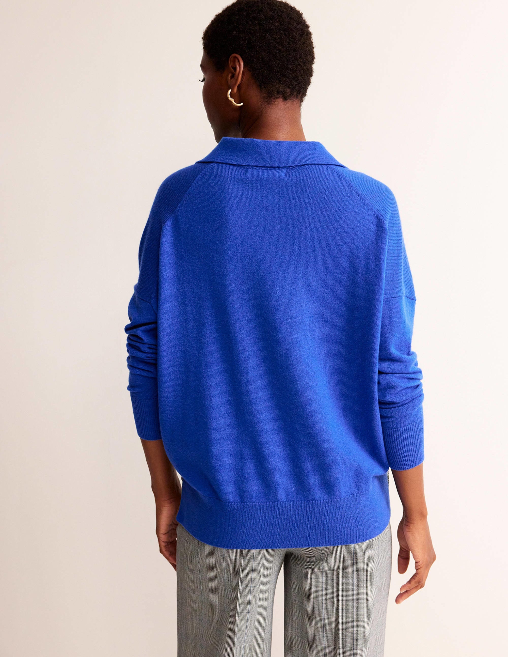 Pull col tunisien en cachemire-Cobalt - Image 3