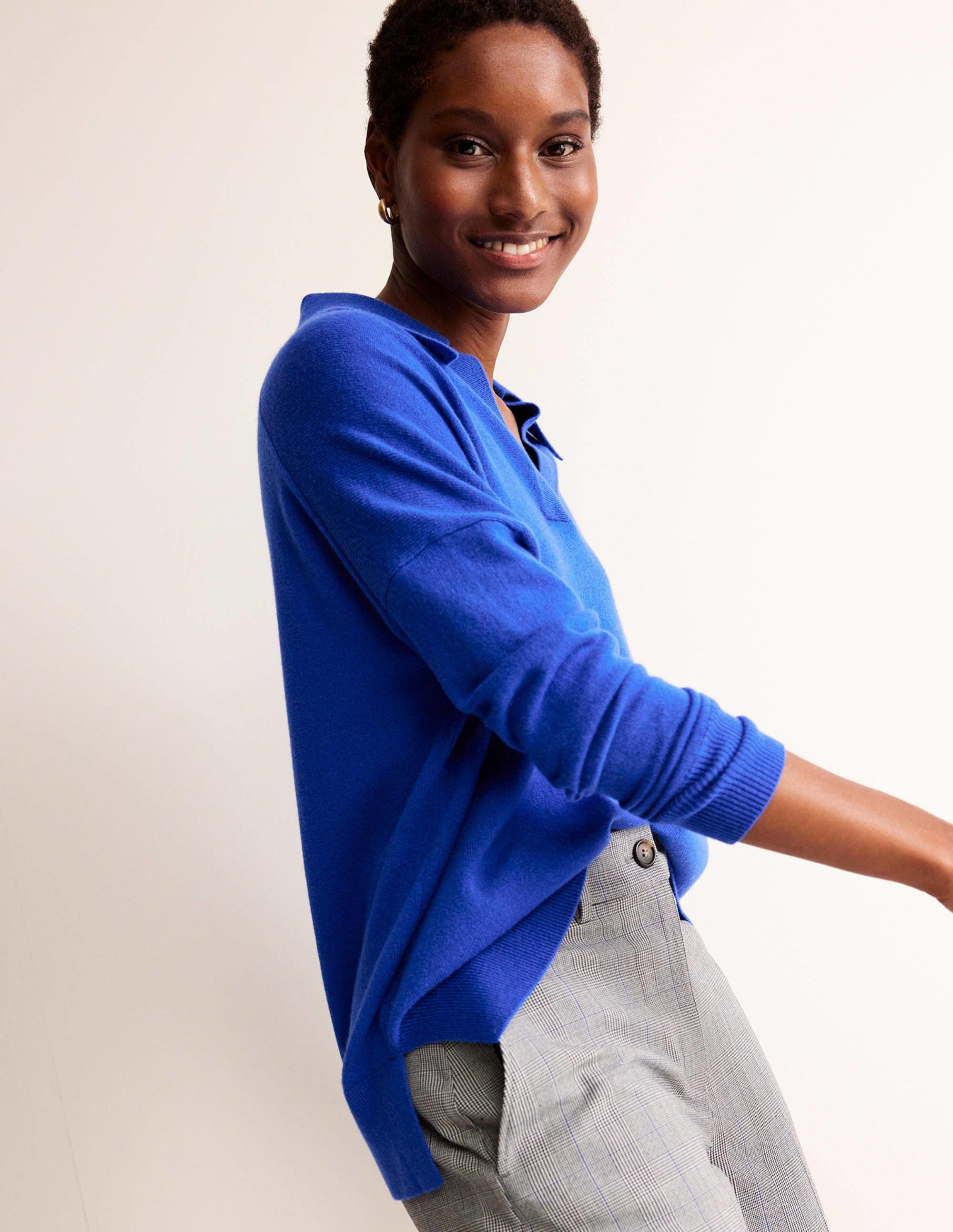 Pull col tunisien en cachemire-Cobalt - Image 4