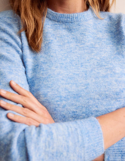 Flauschiger Pullover mit Schleife am Rücken-Azurblau-3