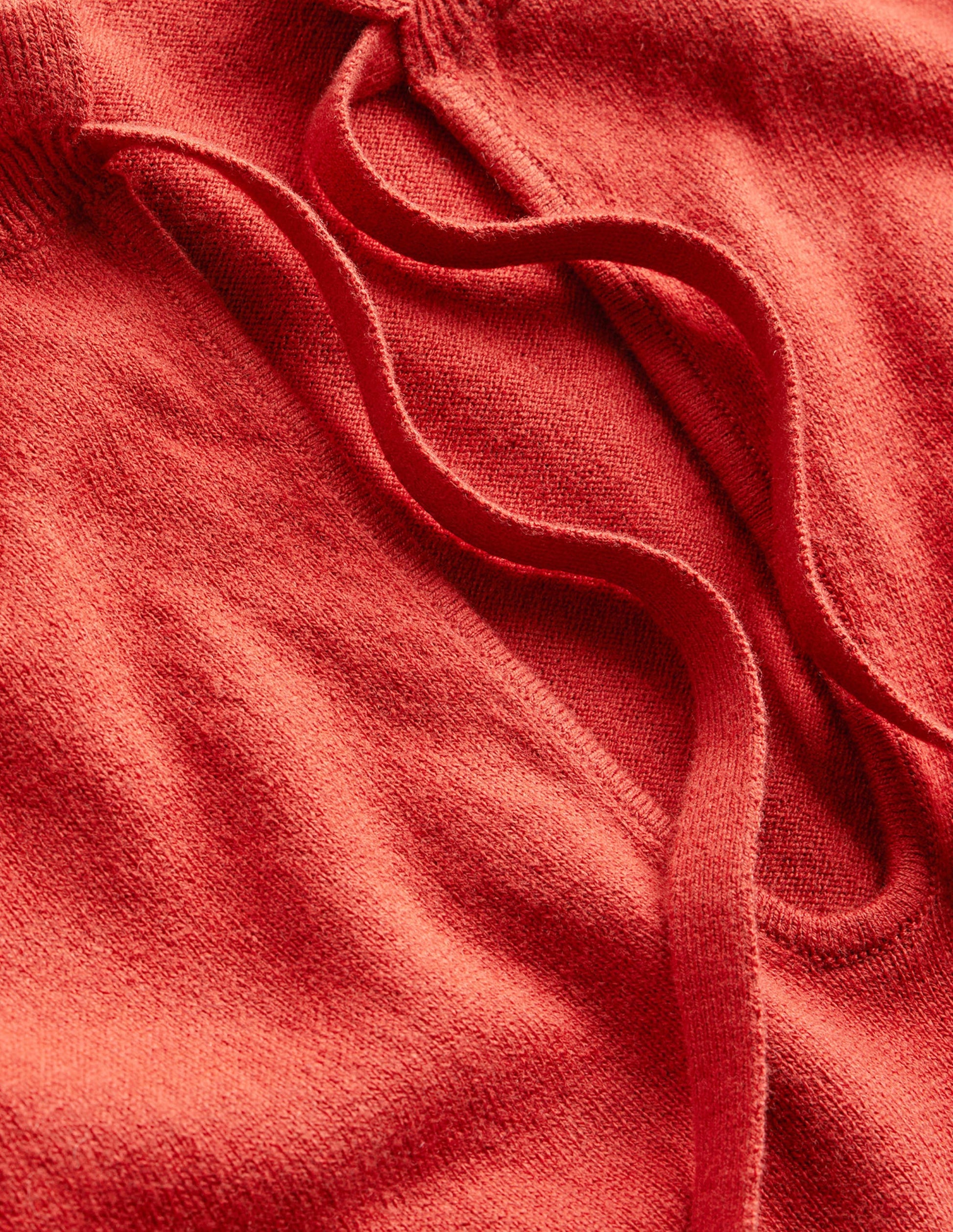 Ruffle Tie-Neck Jumper-Chestnut Brown-6