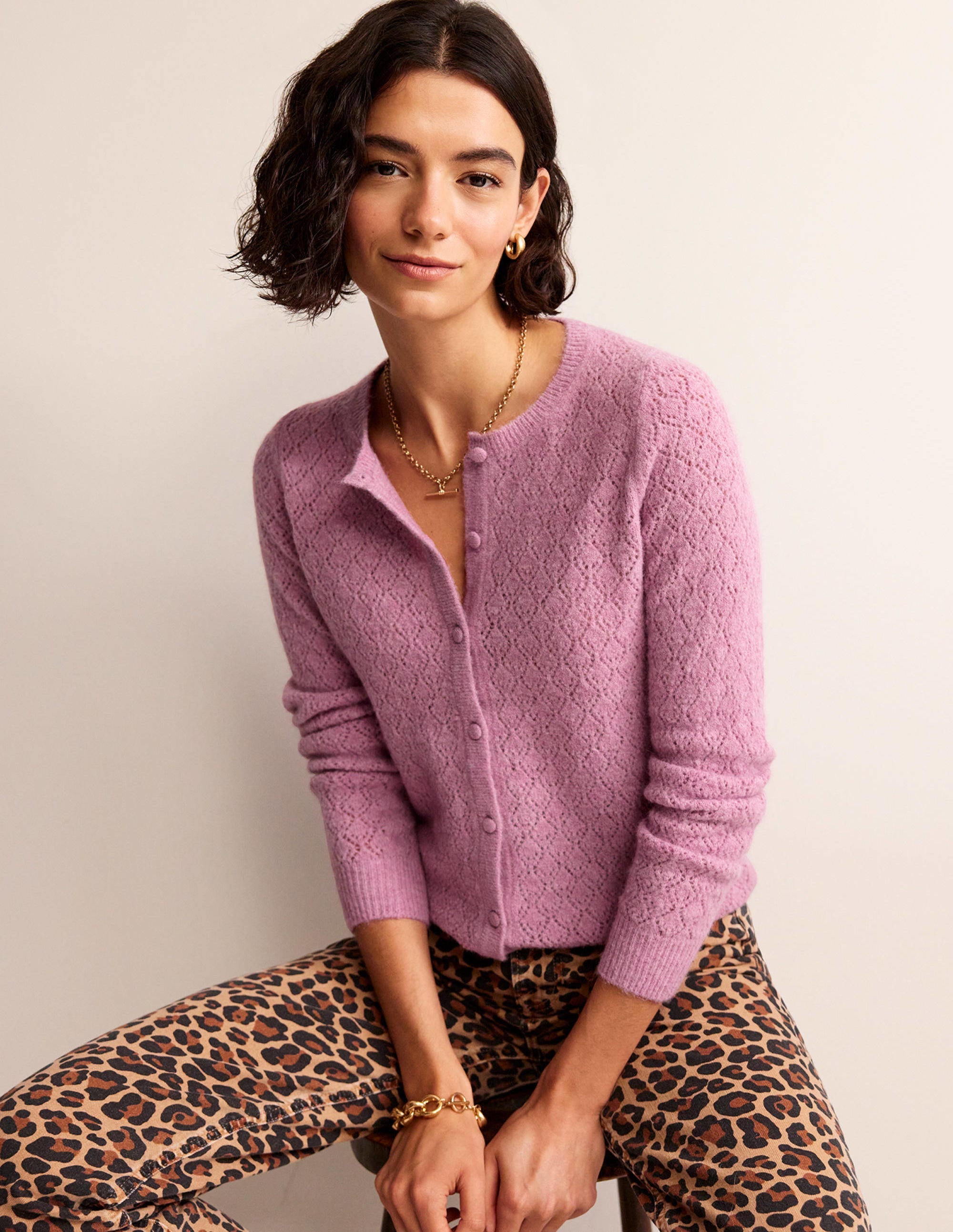 Flauschige Pointelle-Strickjacke-Erdbeer-Sorbet - Image 5