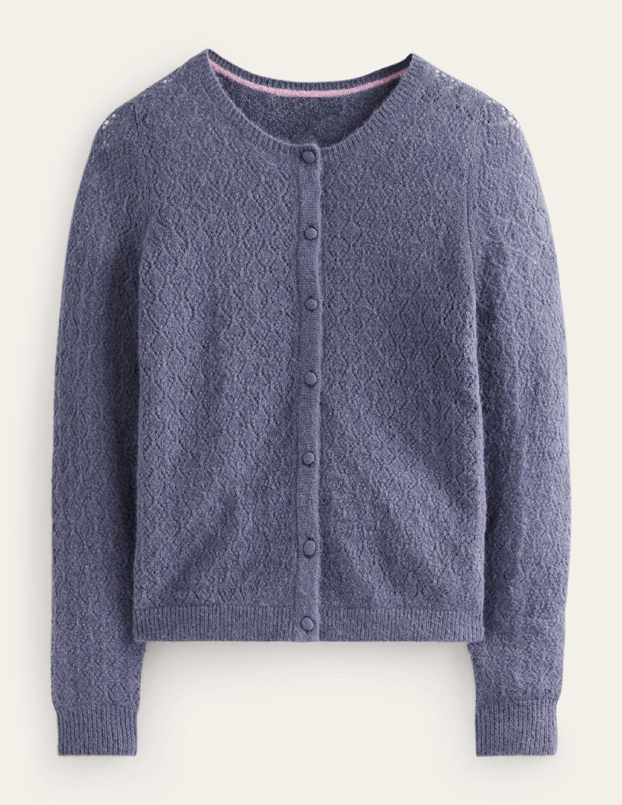 Cardigan duveteux en pointelle-Bleu ombre nocturne - Image 5