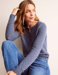 Cardigan duveteux en pointelle-Bleu ombre nocturne