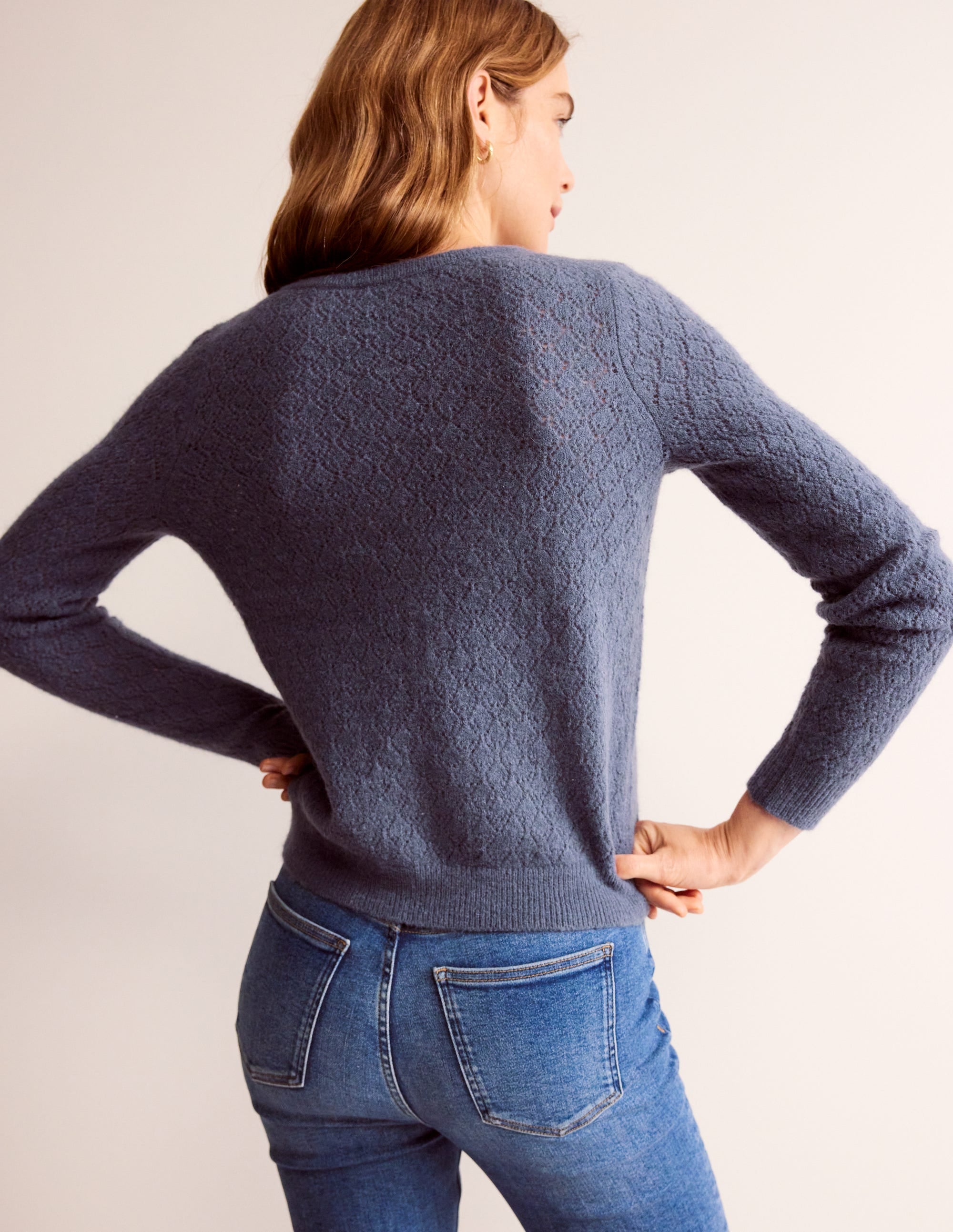 Cardigan duveteux en pointelle-Bleu ombre nocturne - Image 3