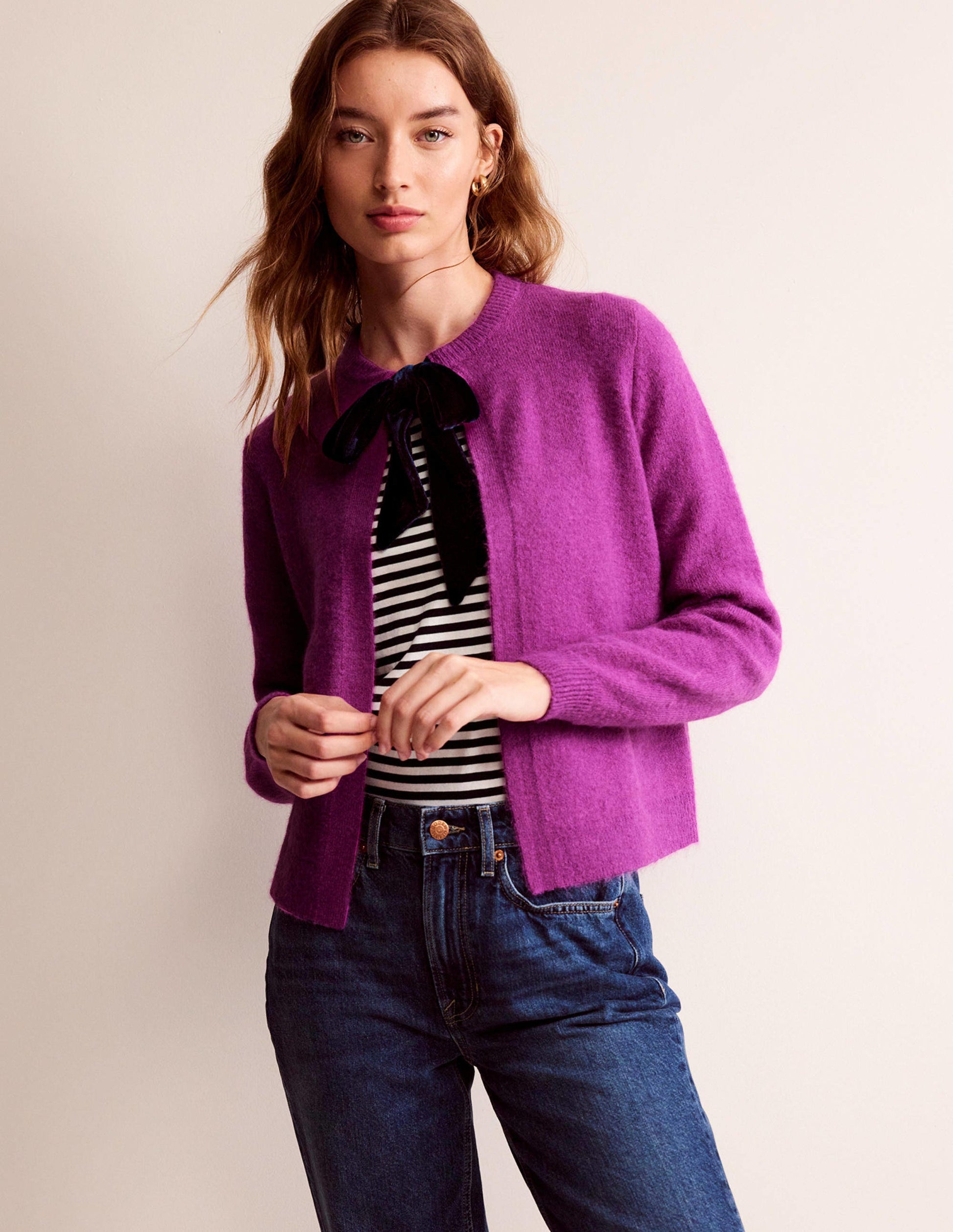 Flauschige Strickjacke mit Schleife-Festival-Fuchsia-4