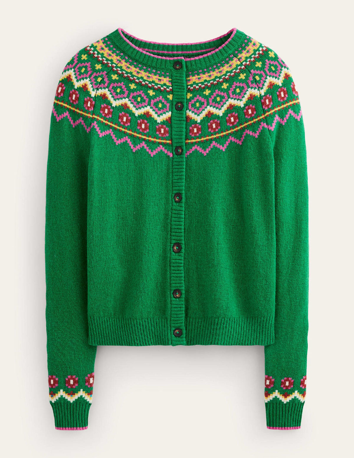Edie Fair-Isle-Strickjacke-Grün Fair-Isle - Image 7