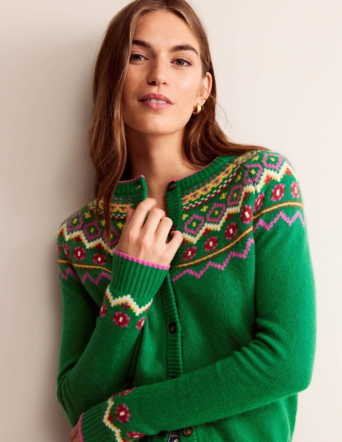 Edie Fair-Isle-Strickjacke-Grün Fair-Isle-4
