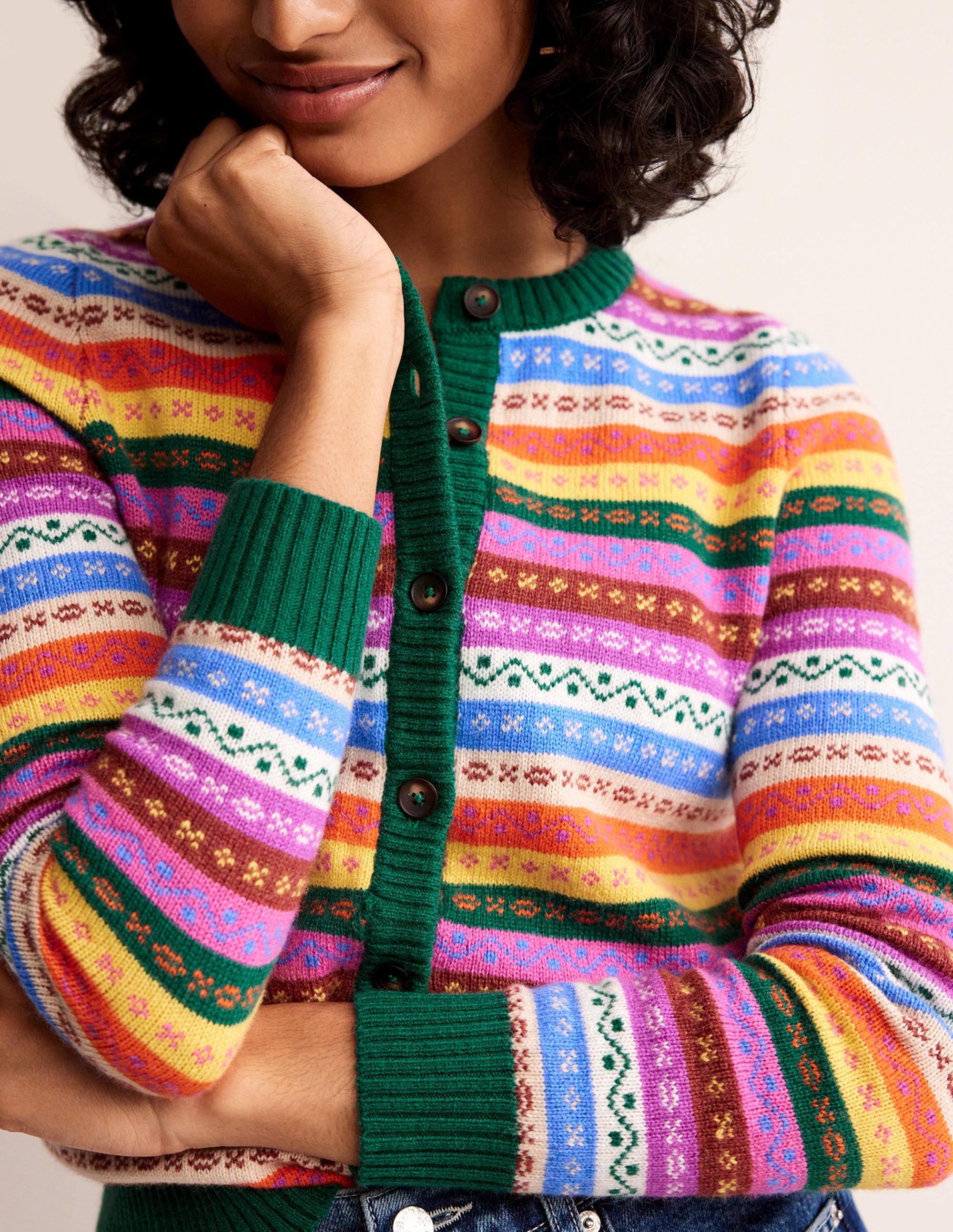 Edie Fair Isle Cardigan-Rainbow Fair Isle - Image 2