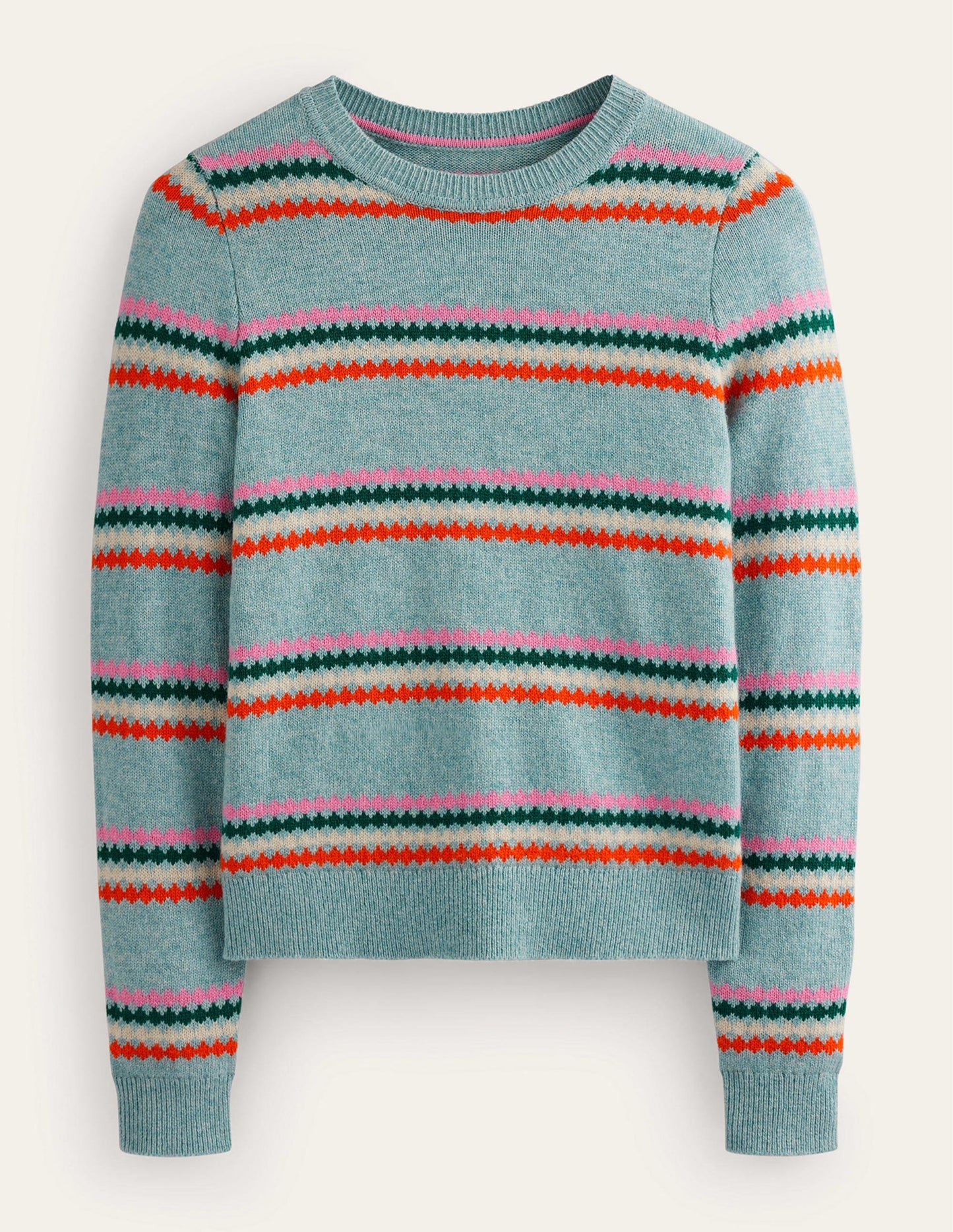 Edie Fair-Isle-Pullover-Blau Diamant Streifen