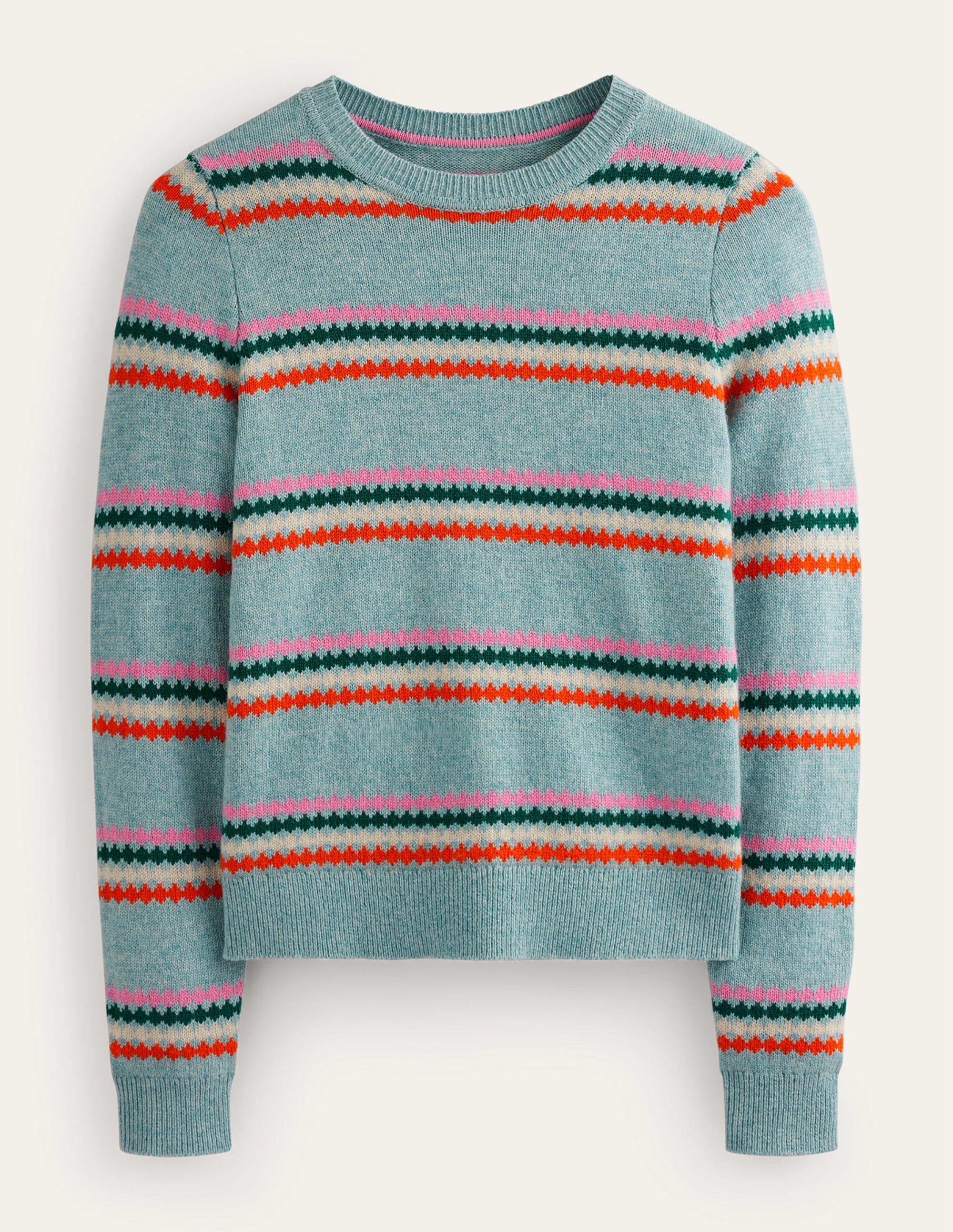 Edie Fair-Isle-Pullover-Blau Diamant Streifen - Image 9