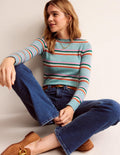 Edie Fair-Isle-Pullover-Blau Diamant Streifen