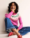 Pull Edie à motif jacquard-Motif jacquard rose vif