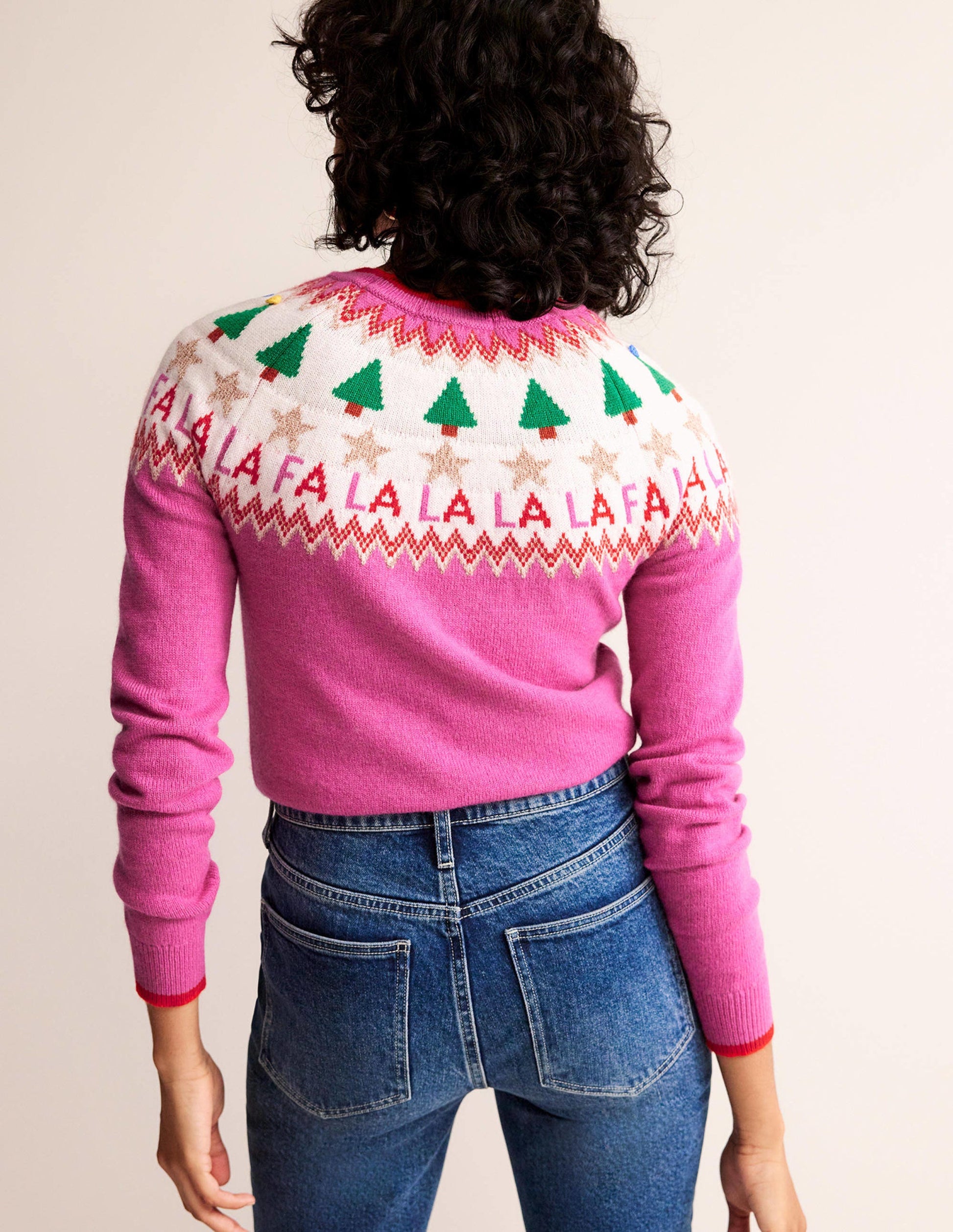 Pull Edie à motif jacquard-Motif jacquard rose vif-3