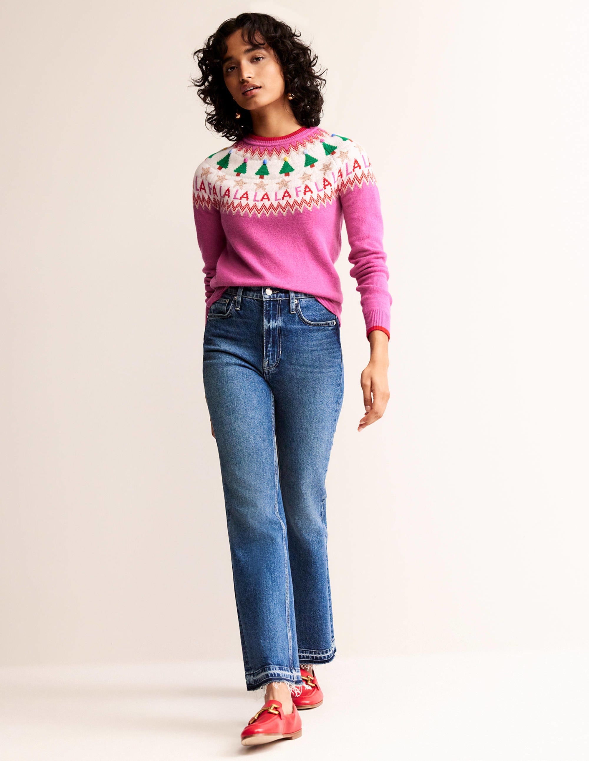 Pull Edie à motif jacquard-Motif jacquard rose vif - Image 5