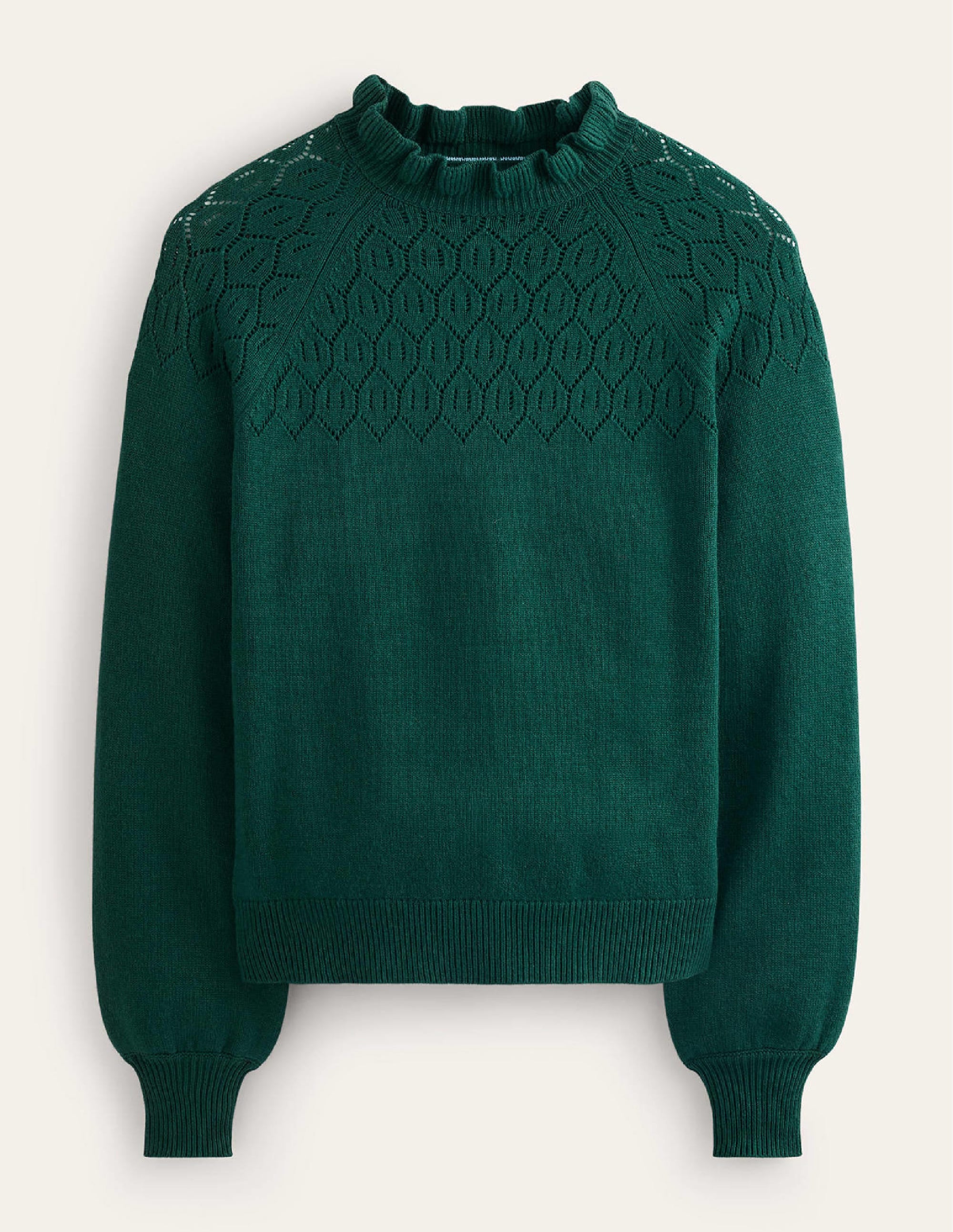 Pullover mit Pointelle-Detail-Dunkles Smaragdgrün - Image 5