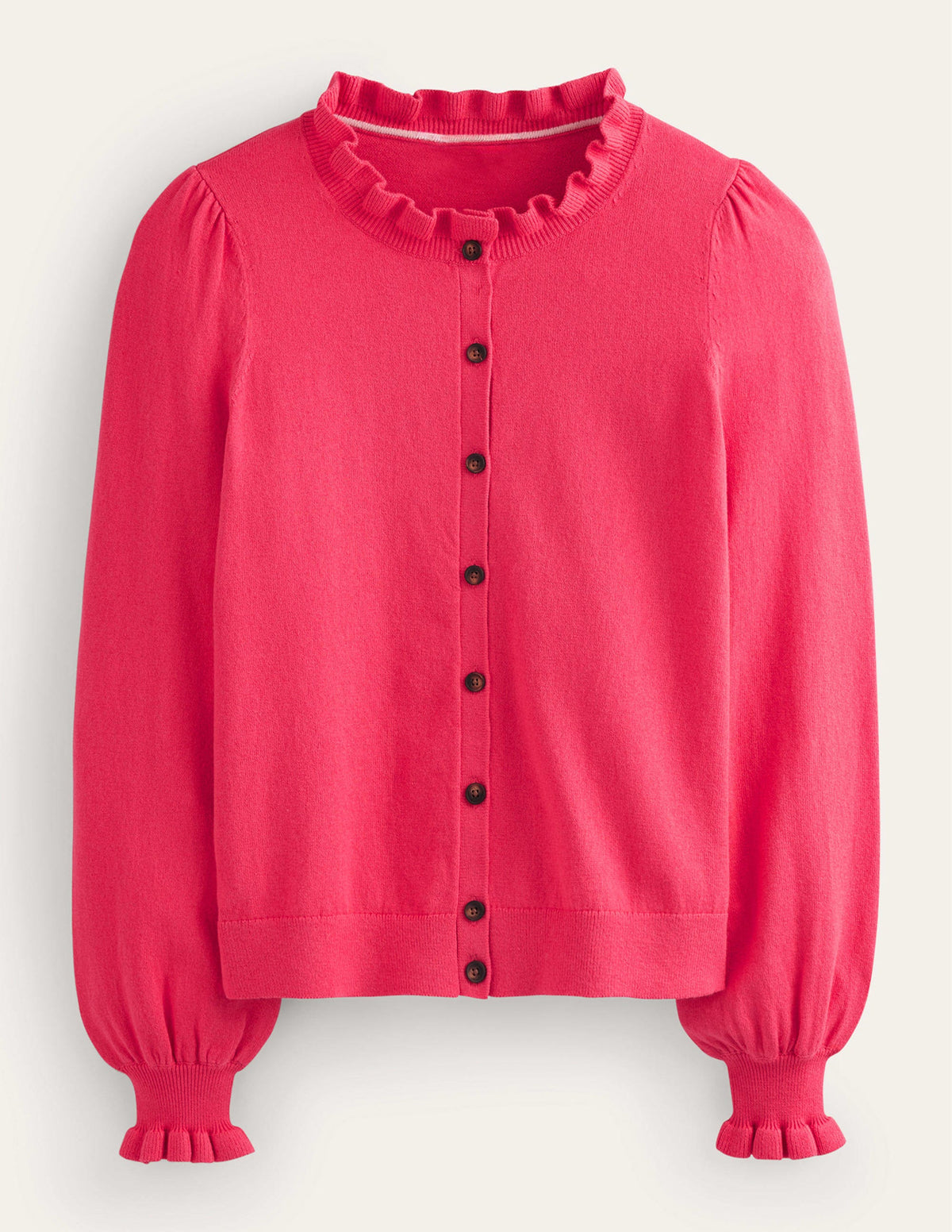 Strickjacke mit Rüschenkragen-Himbeere-6