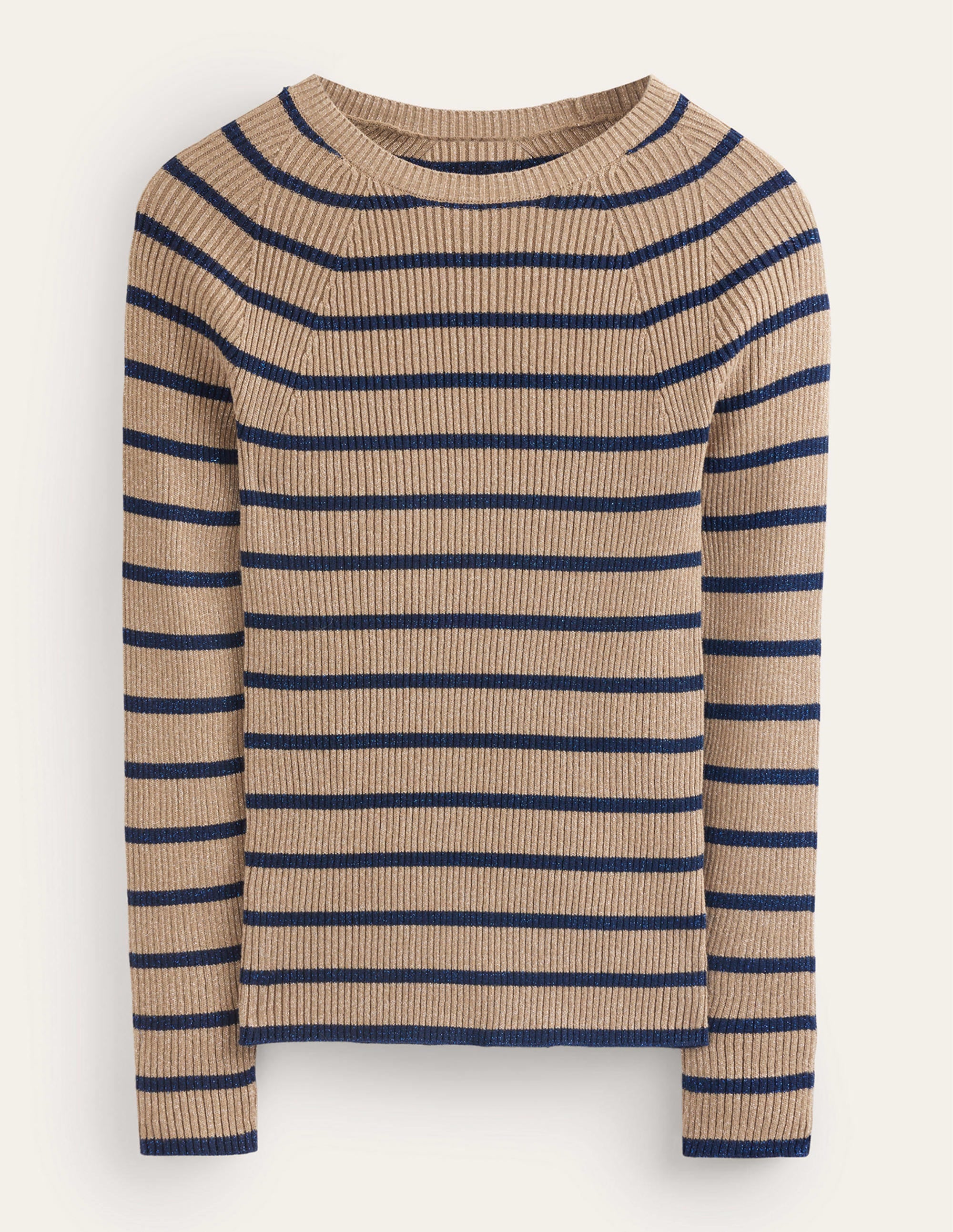 Pull Effie à rayures scintillantes-Rayure Camel et bleu marine - Image 6