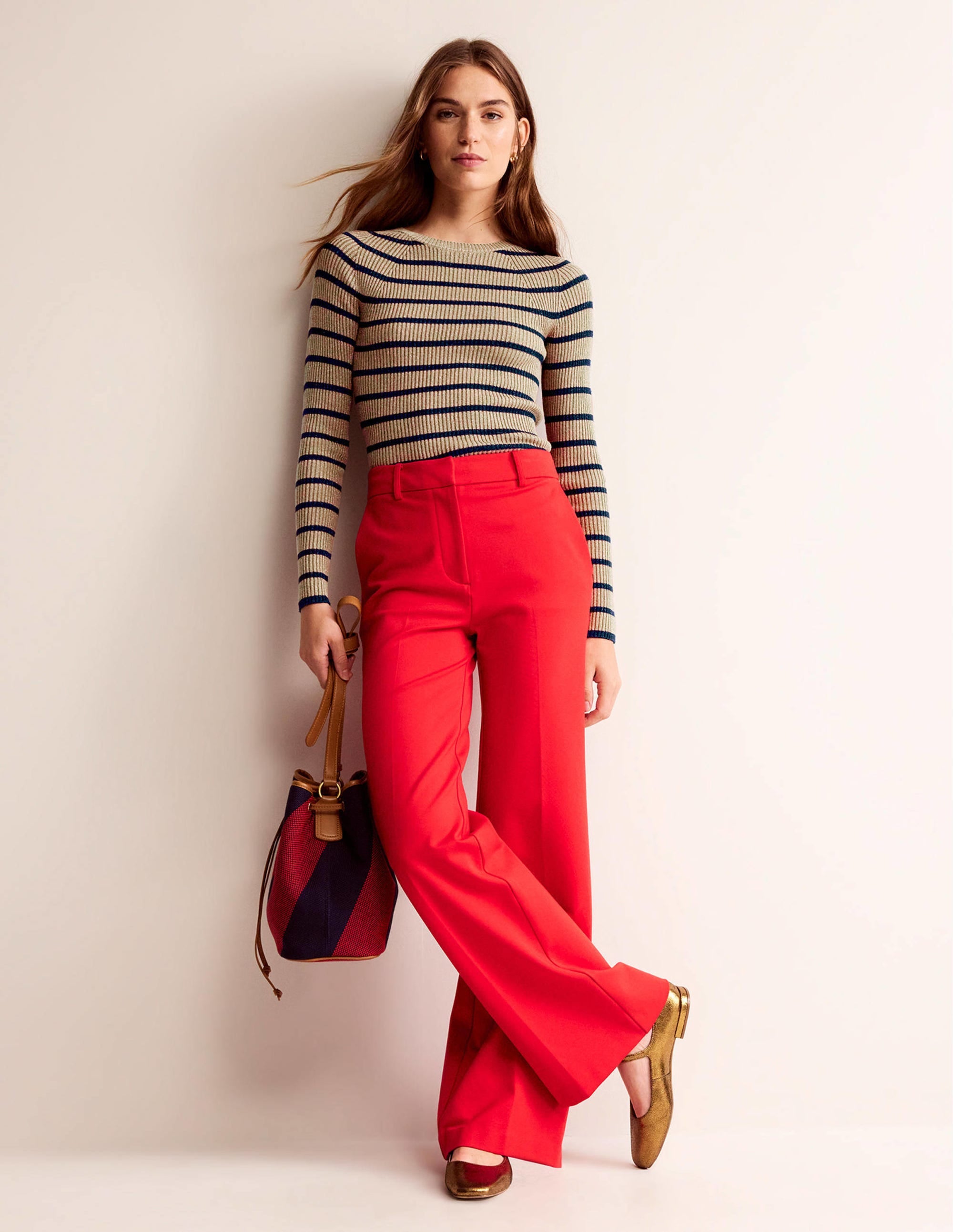 Pull Effie à rayures scintillantes-Rayure Camel et bleu marine - Image 4