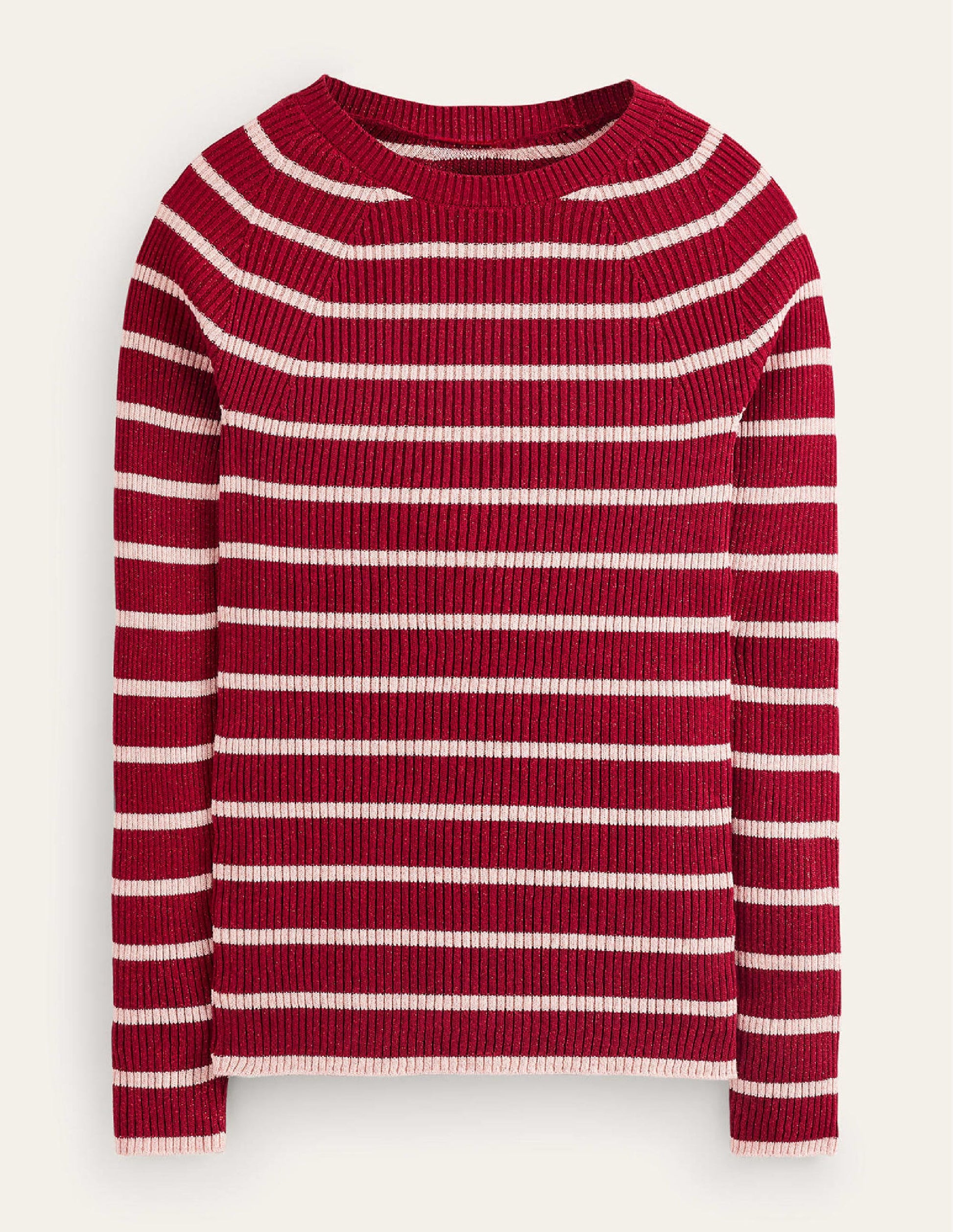 Pull Effie à rayures scintillantes-Rayure rouge, rose craie-5