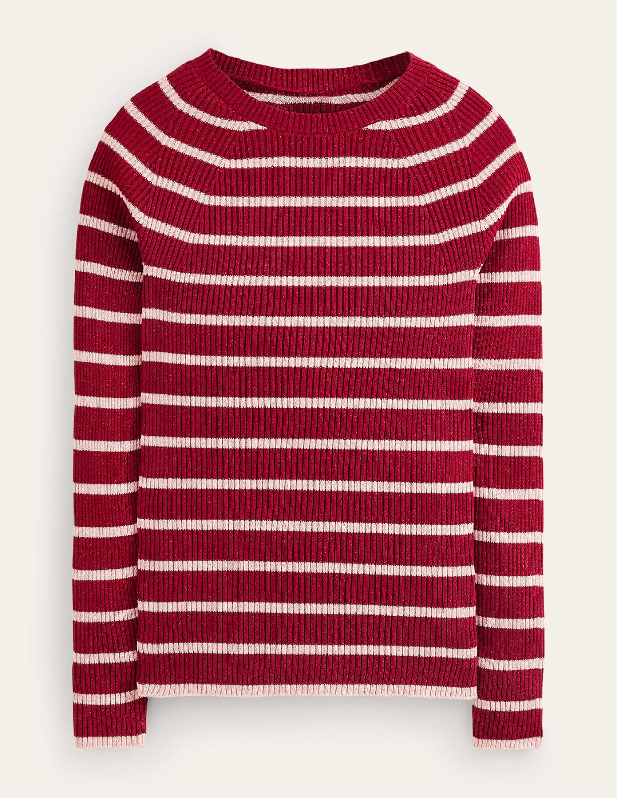 Pull Effie à rayures scintillantes-Rayure rouge, rose craie - Image 5