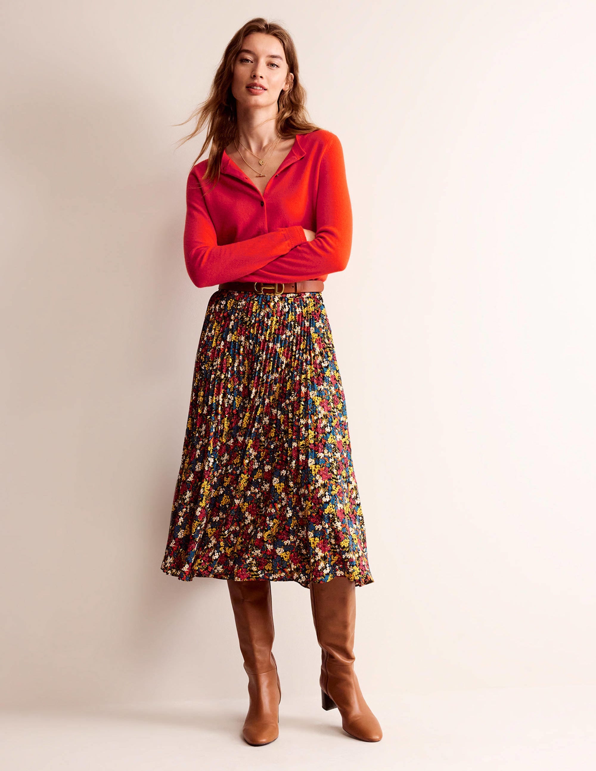 Eva Kaschmir-Strickjacke mit Rundhalsausschnitt-Fiesta-Orange - Image 4