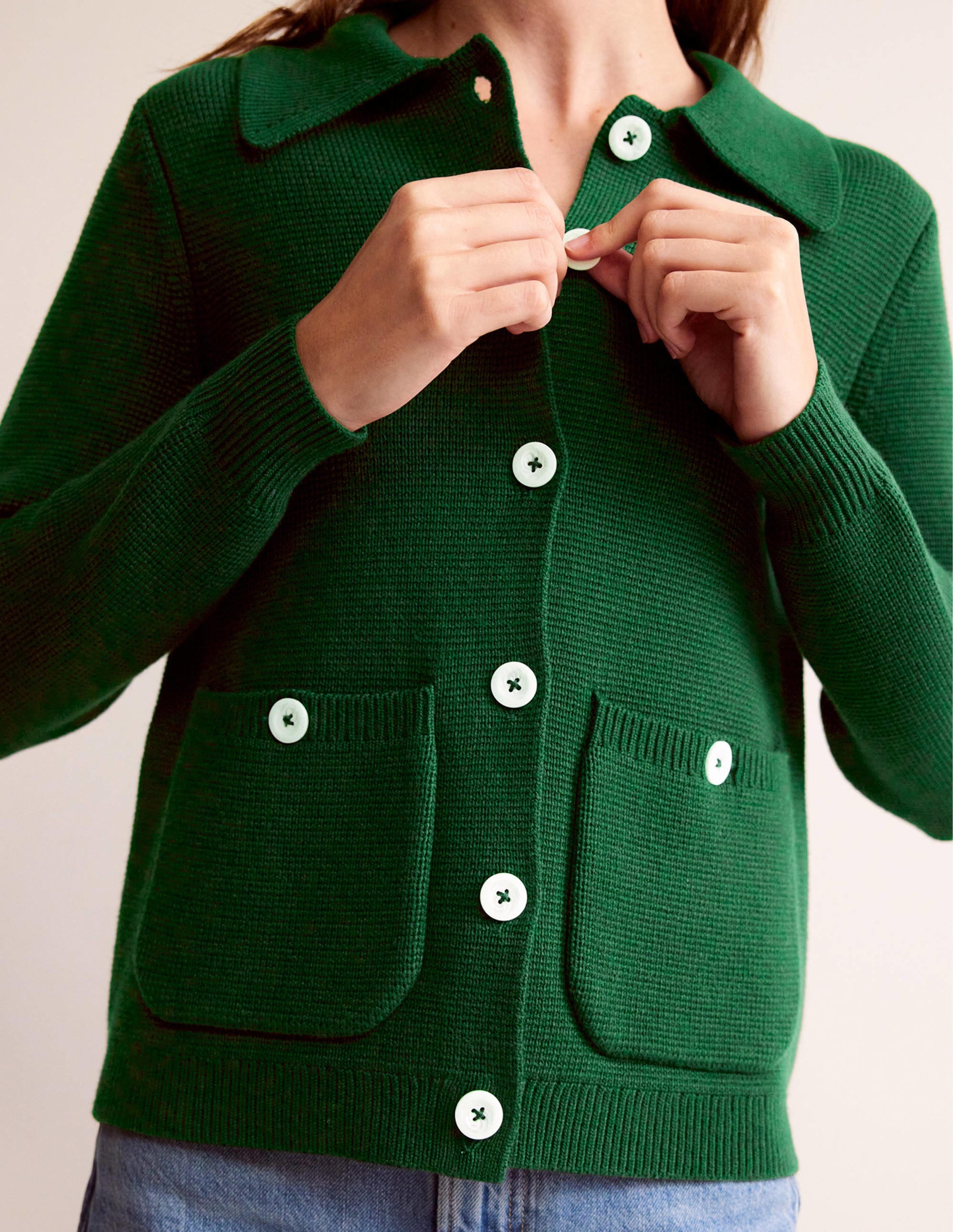 Gilet Emily en laine mélangée-Vert chasseur - Image 2