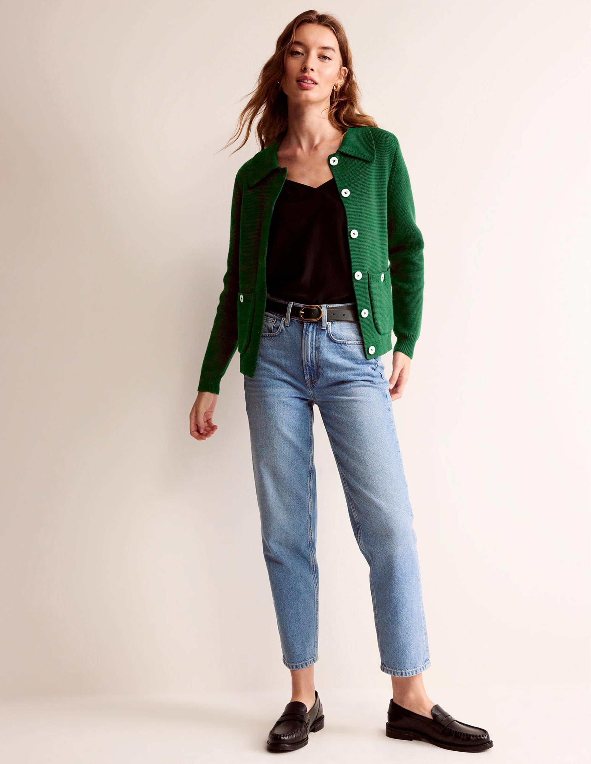 Gilet Emily en laine mélangée-Vert chasseur - Image 4