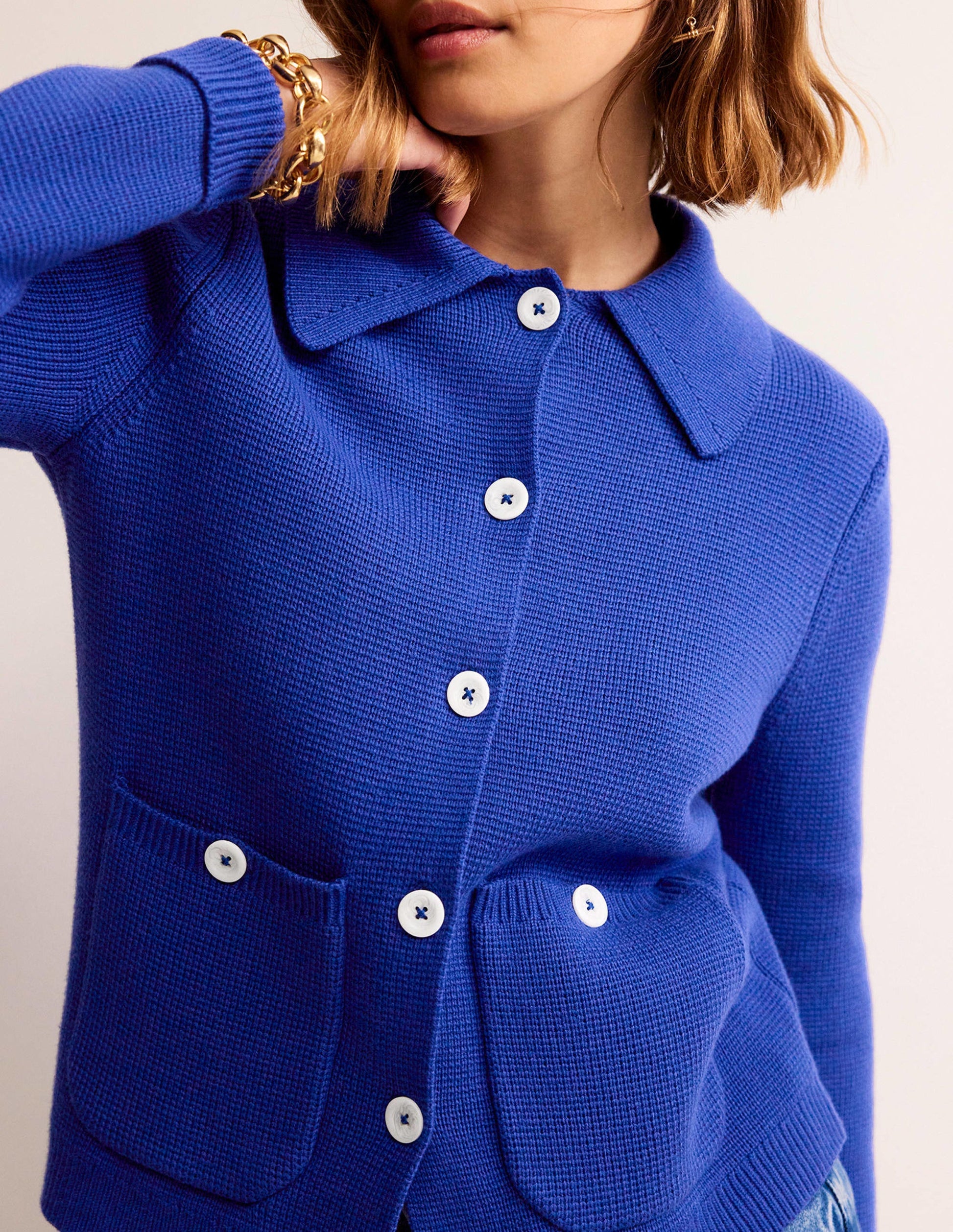 Emily Wool Blend Cardigan-Lapis-2