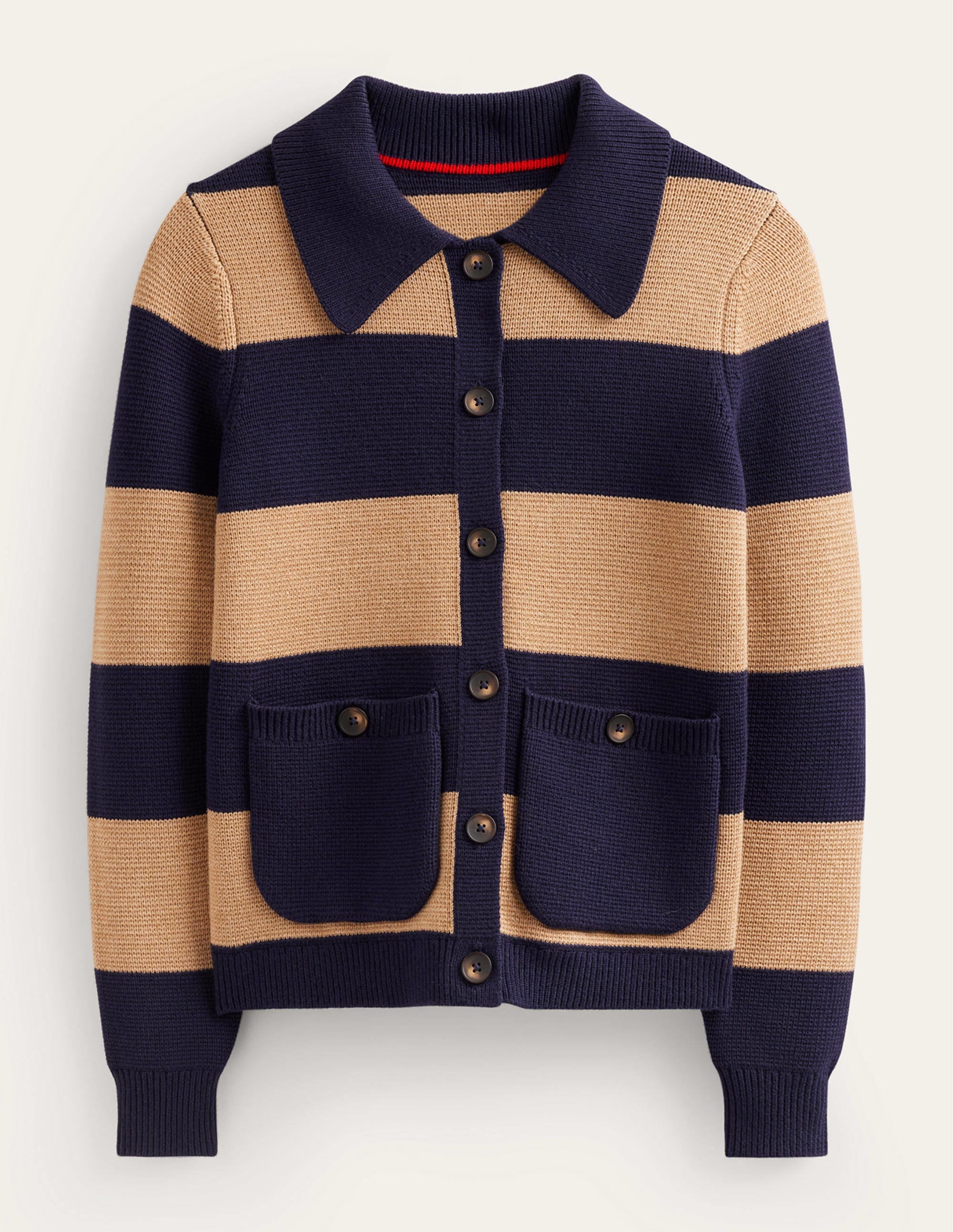 Gilet Emily en laine mélangée-Bleu marine et camel chiné - Image 5
