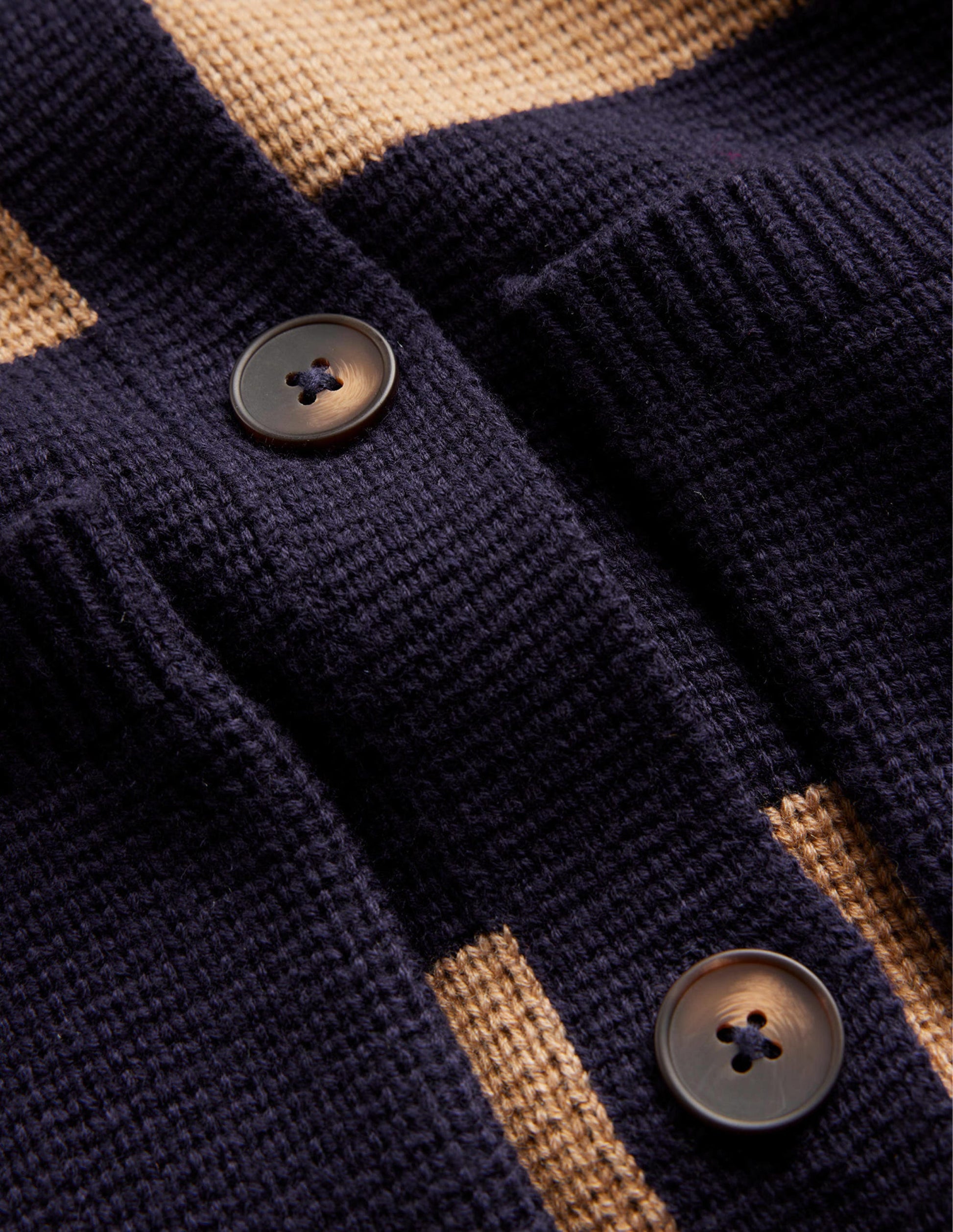 Gilet Emily en laine mélangée-Bleu marine et camel chiné-6